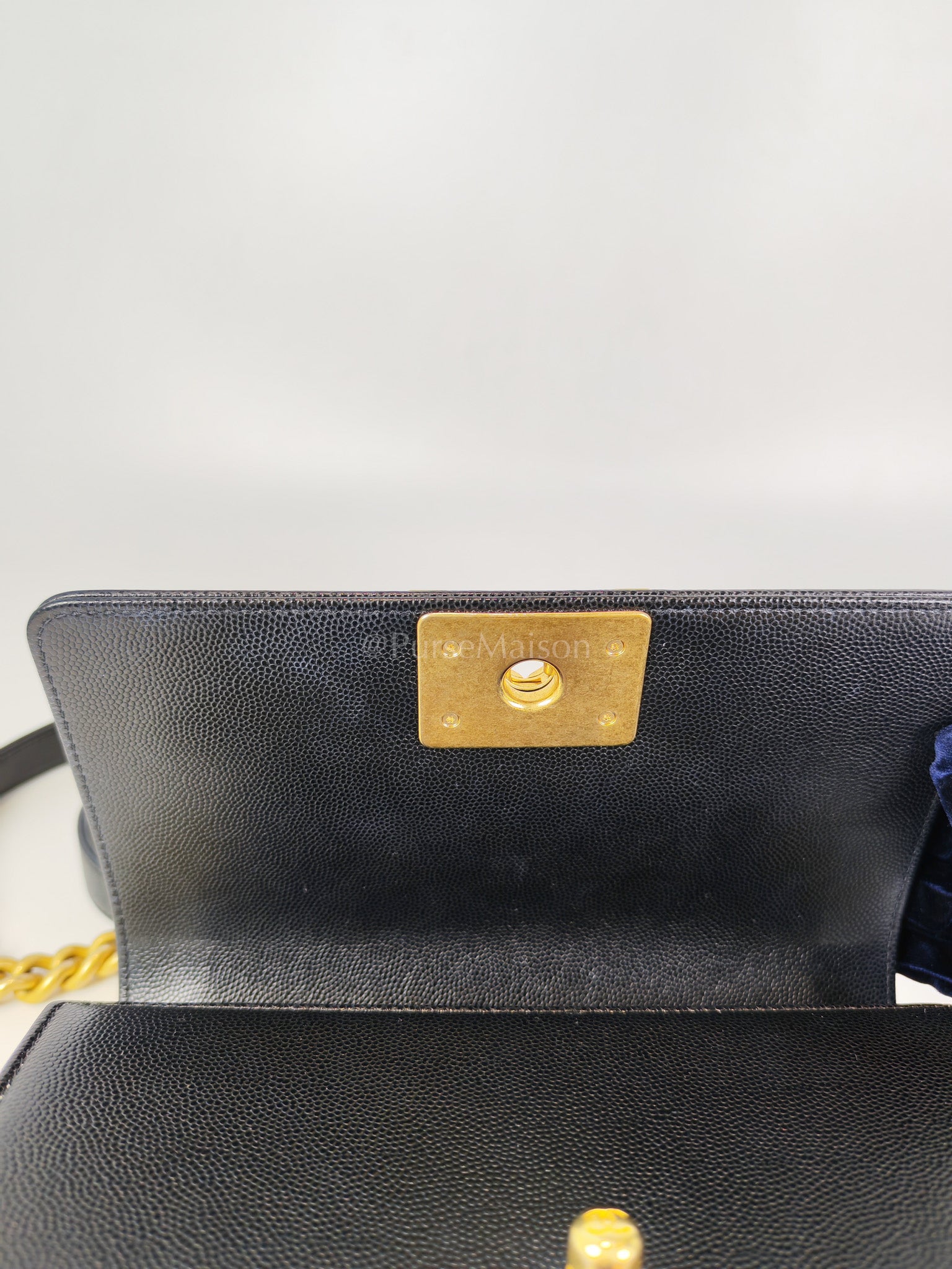 Boy Small in Black Caviar Leather and Aged Gold Hardware Series 31 | Purse Maison Luxury Bags Shop