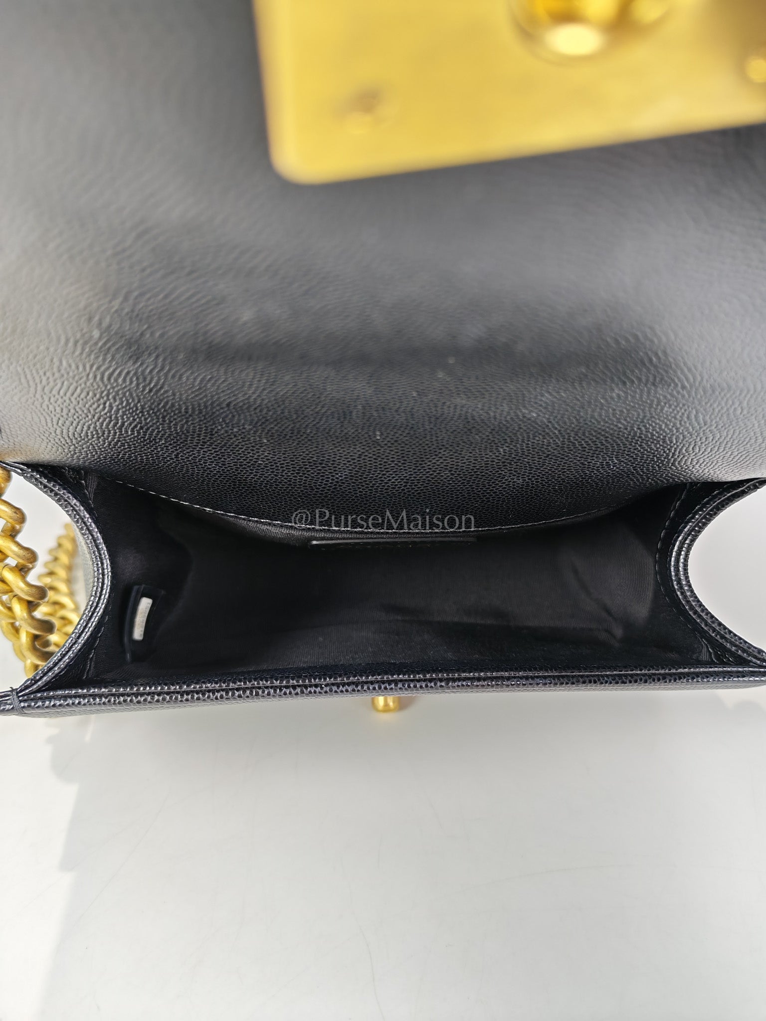 Boy Small in Black Caviar Leather and Aged Gold Hardware Series 31 | Purse Maison Luxury Bags Shop