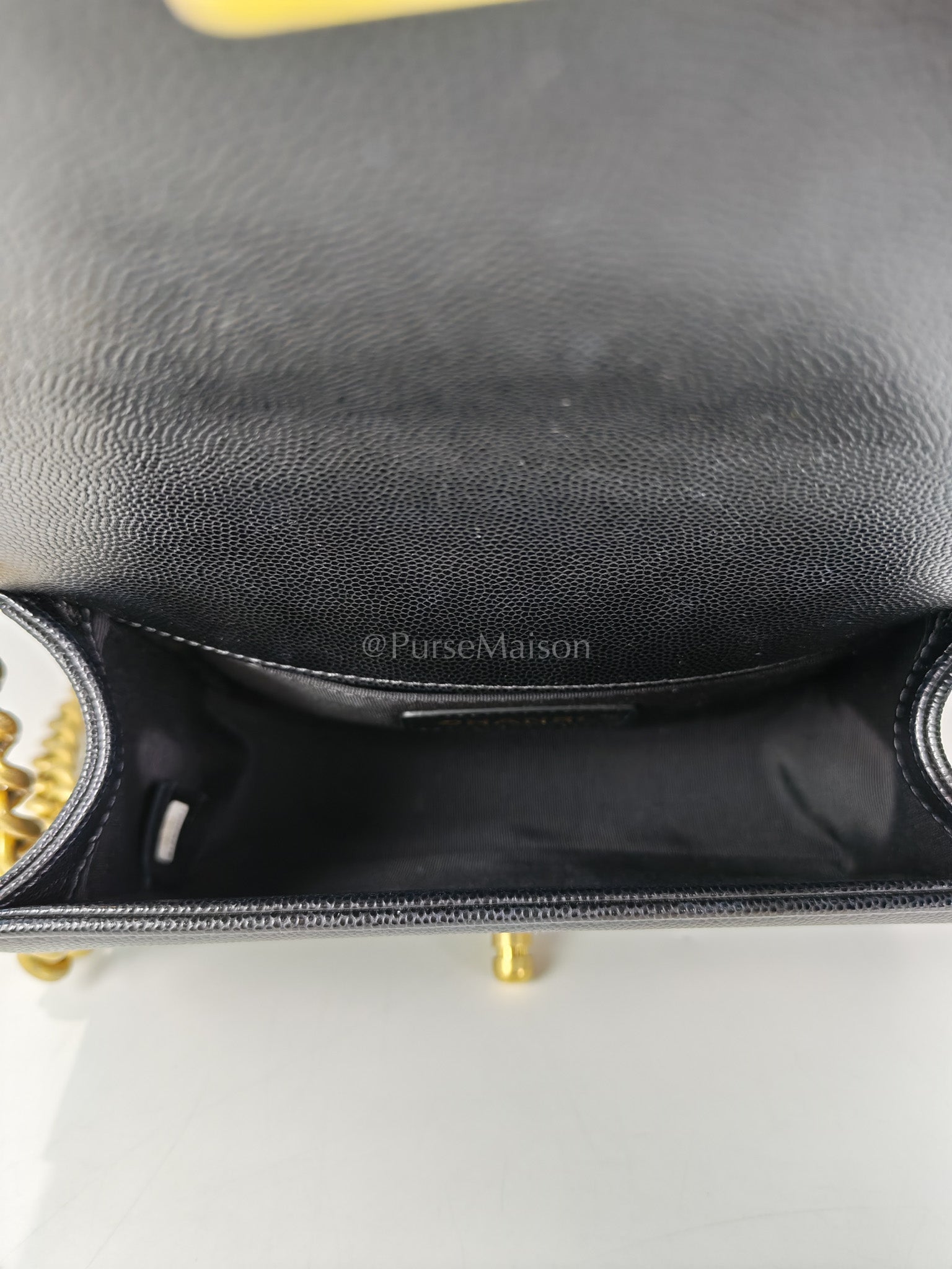 Boy Small in Black Caviar Leather and Aged Gold Hardware Series 31 | Purse Maison Luxury Bags Shop