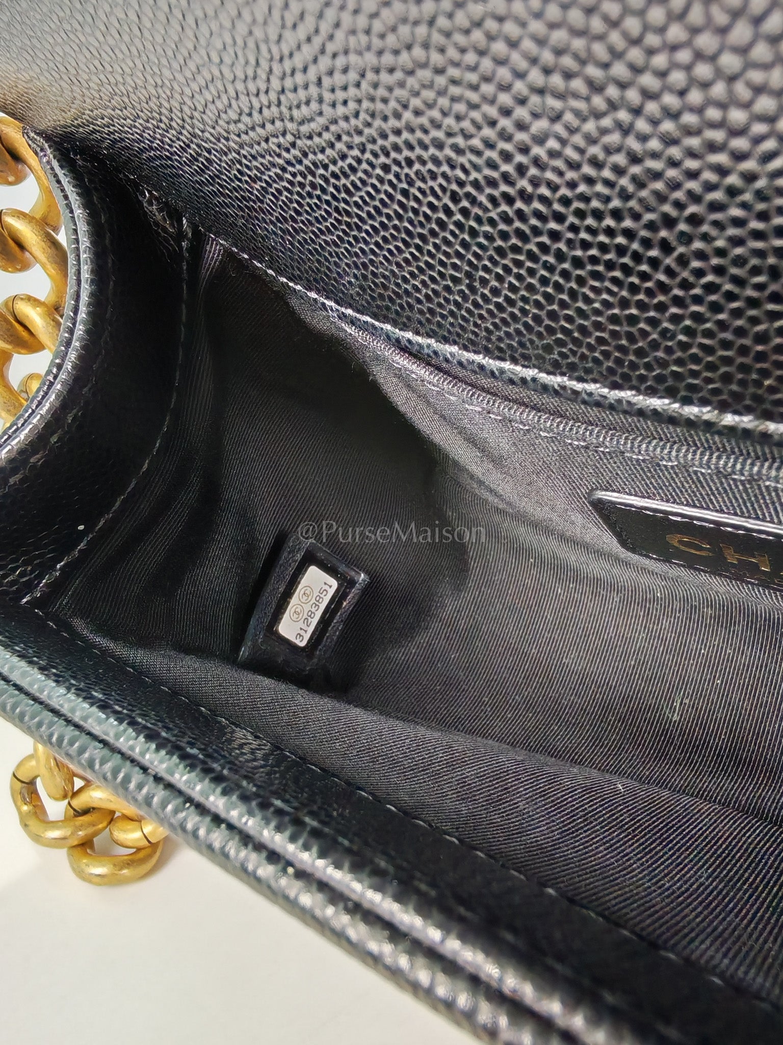 Boy Small in Black Caviar Leather and Aged Gold Hardware Series 31 | Purse Maison Luxury Bags Shop