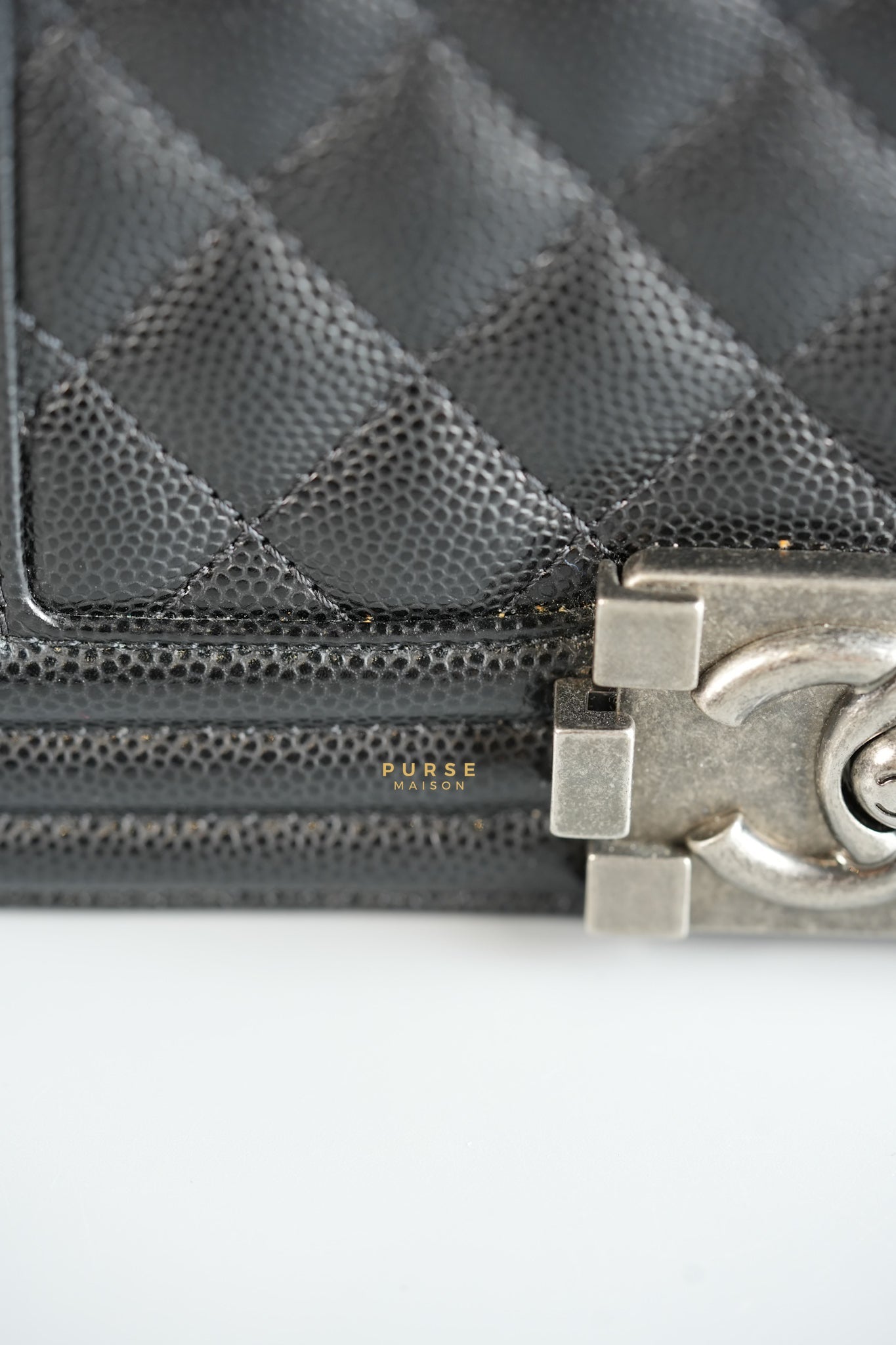 Boy Small in Black Caviar Leather and Ruthenium Hardware (Microchip) | Purse Maison Luxury Bags Shop