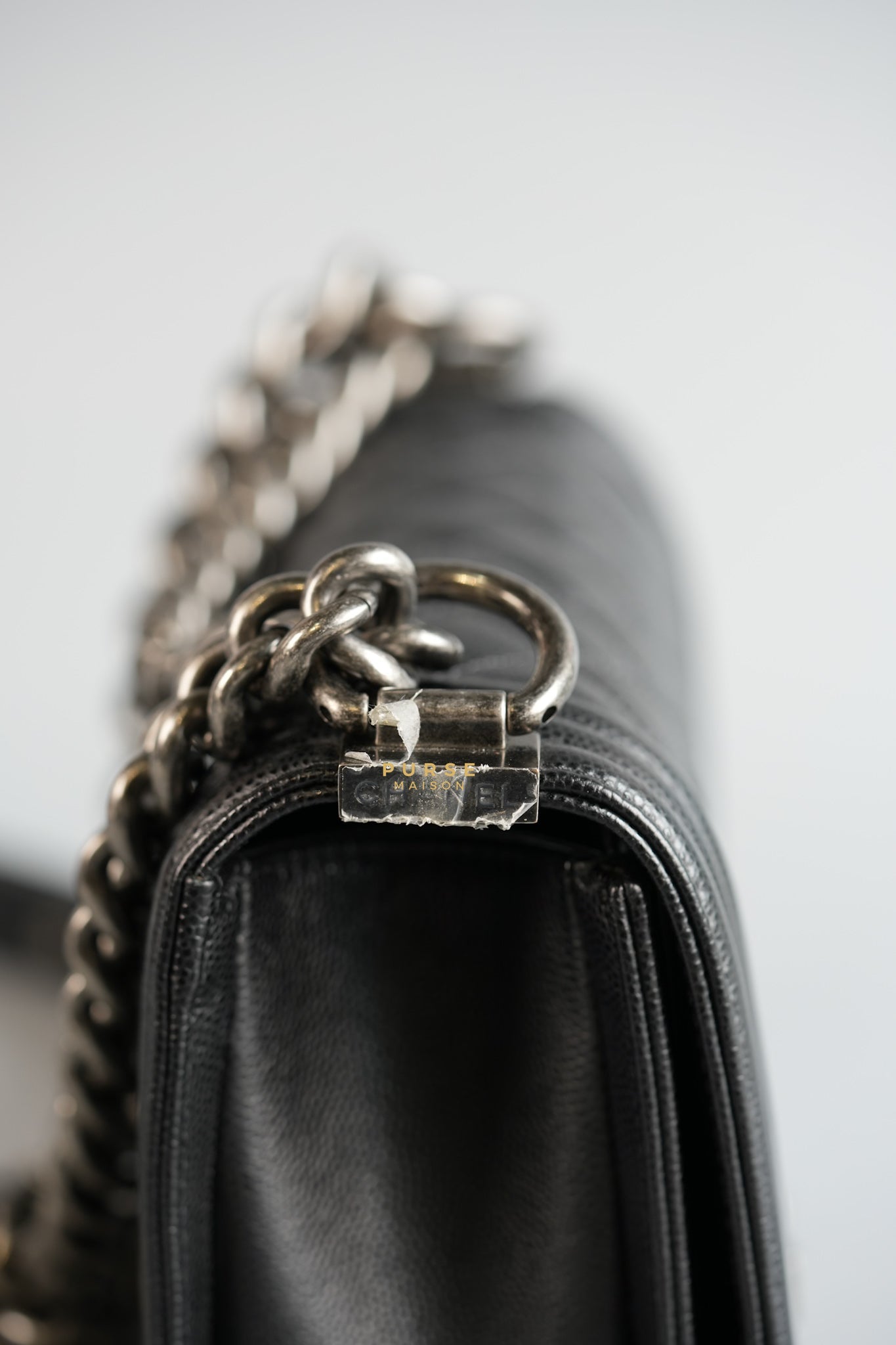 Boy Small in Black Caviar Leather and Ruthenium Hardware (Microchip) | Purse Maison Luxury Bags Shop