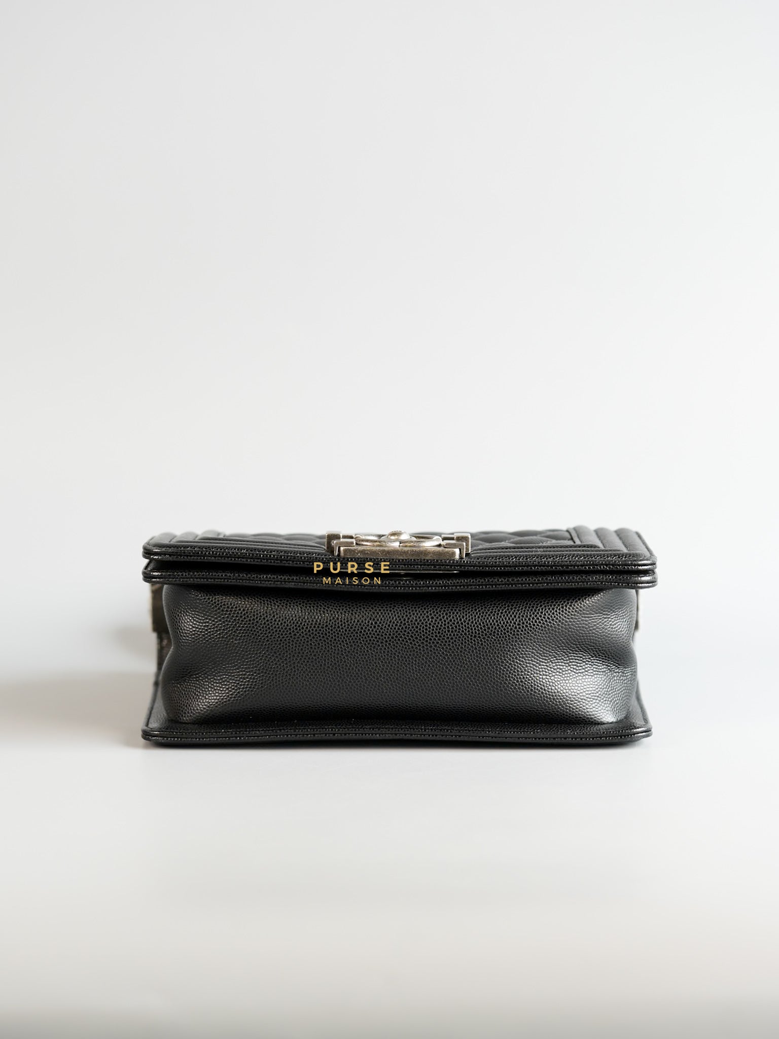 Boy Small in Black Caviar Leather and Ruthenium Hardware (Microchip) | Purse Maison Luxury Bags Shop