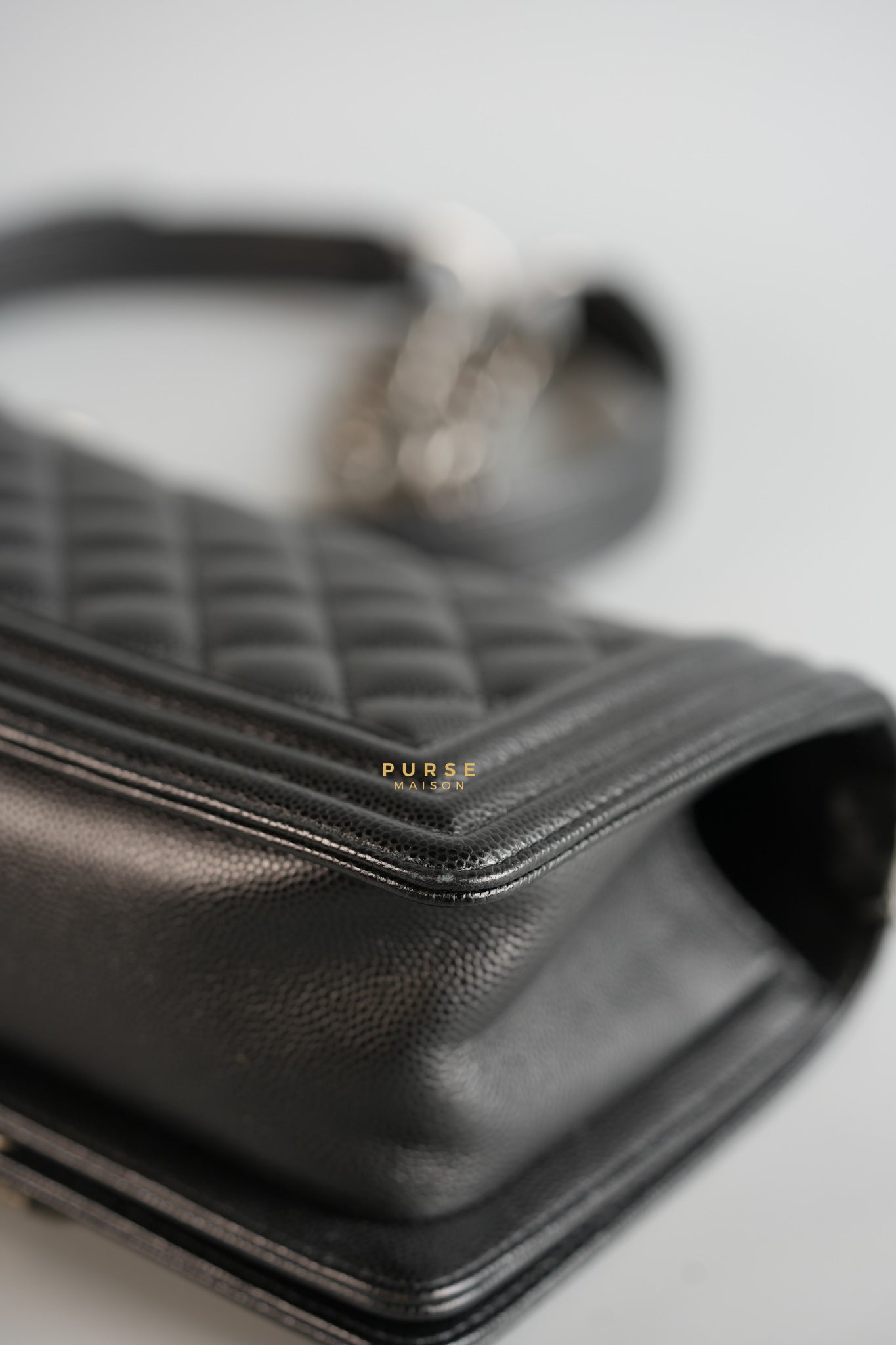 Boy Small in Black Caviar Leather and Ruthenium Hardware (Microchip) | Purse Maison Luxury Bags Shop