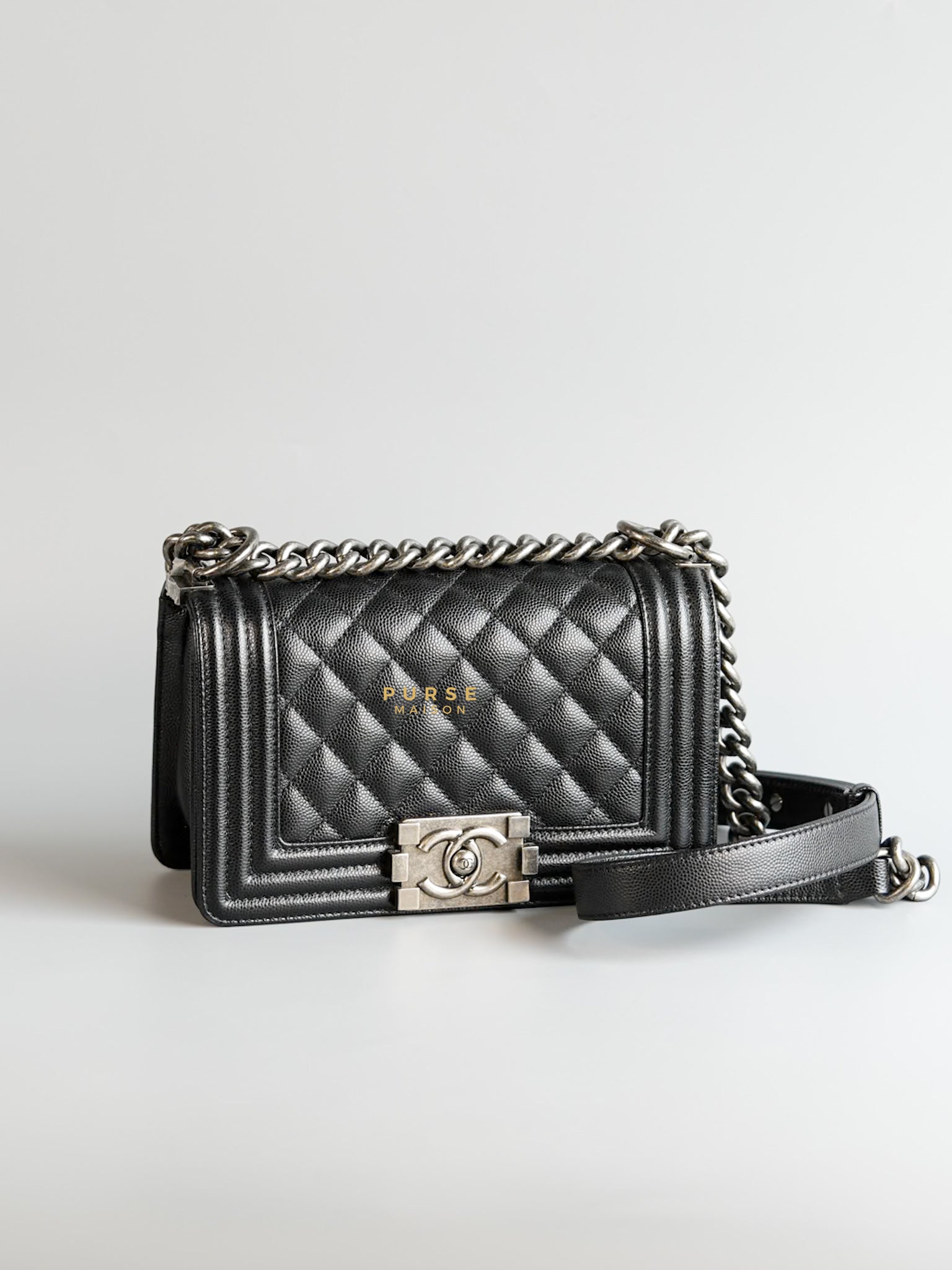 Leather Small Boy Chanel Handbag Black Chanel Boy Black Caviar