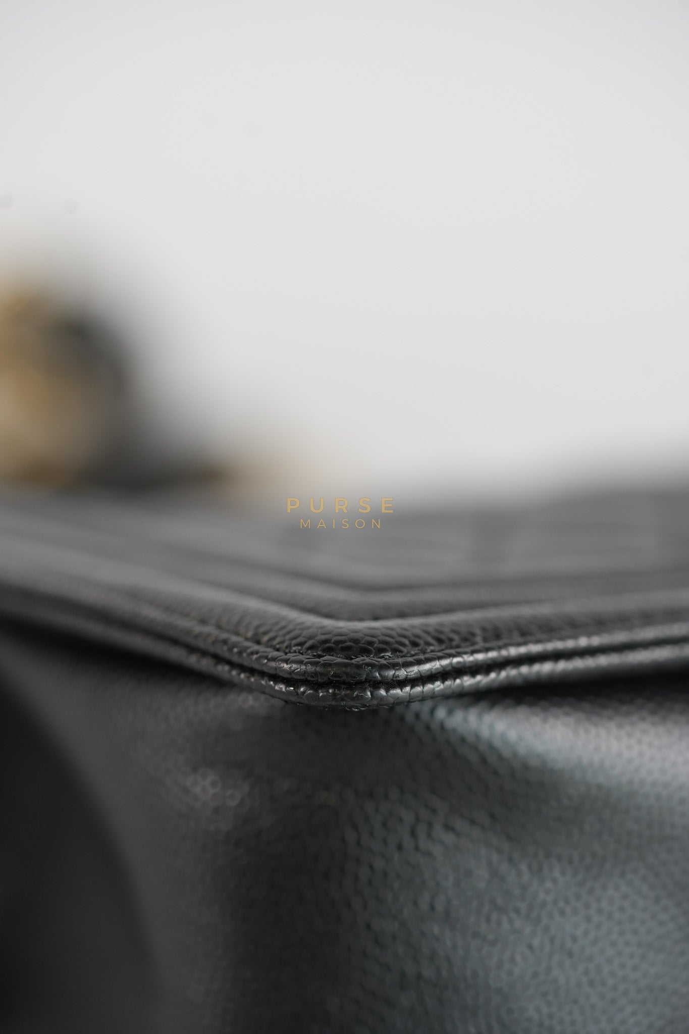 Boy Small in Black Caviar Leather & Gold Hardware Microchip | Purse Maison Luxury Bags Shop