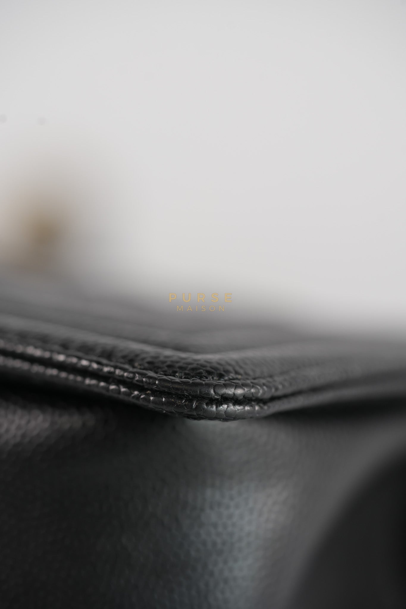 Boy Small in Black Caviar Leather & Gold Hardware Microchip | Purse Maison Luxury Bags Shop