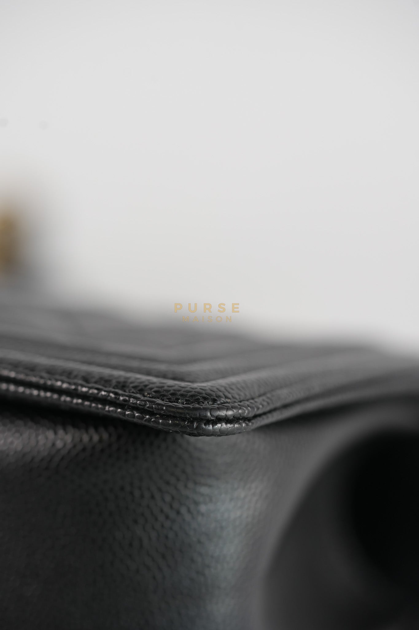 Boy Small in Black Caviar Leather & Gold Hardware Microchip | Purse Maison Luxury Bags Shop