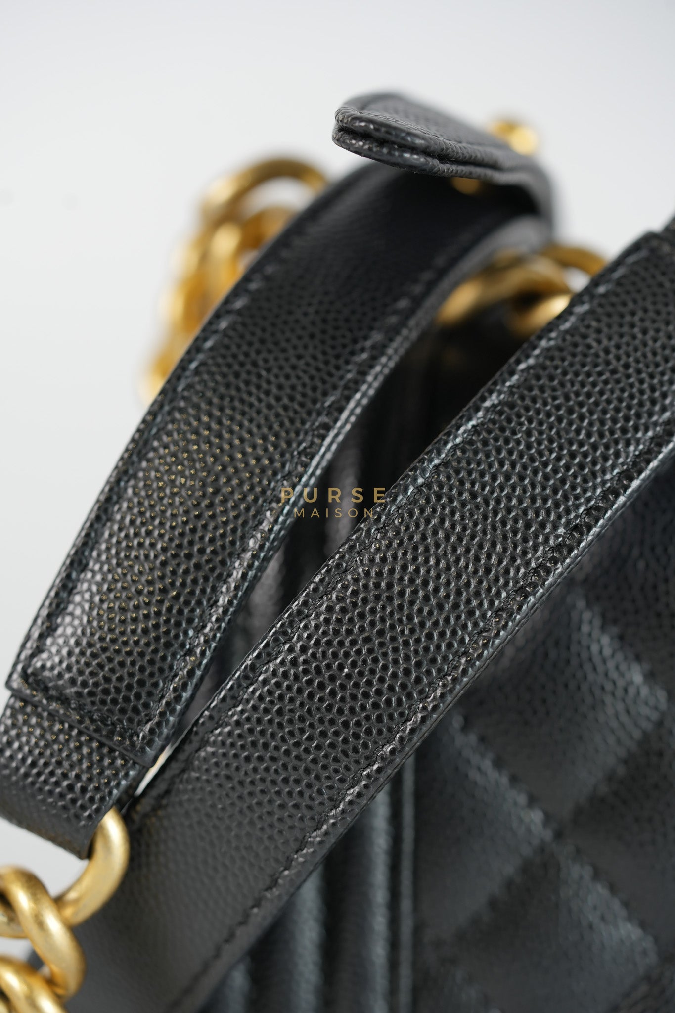 Boy Small in Black Caviar Leather & Gold Hardware Microchip | Purse Maison Luxury Bags Shop