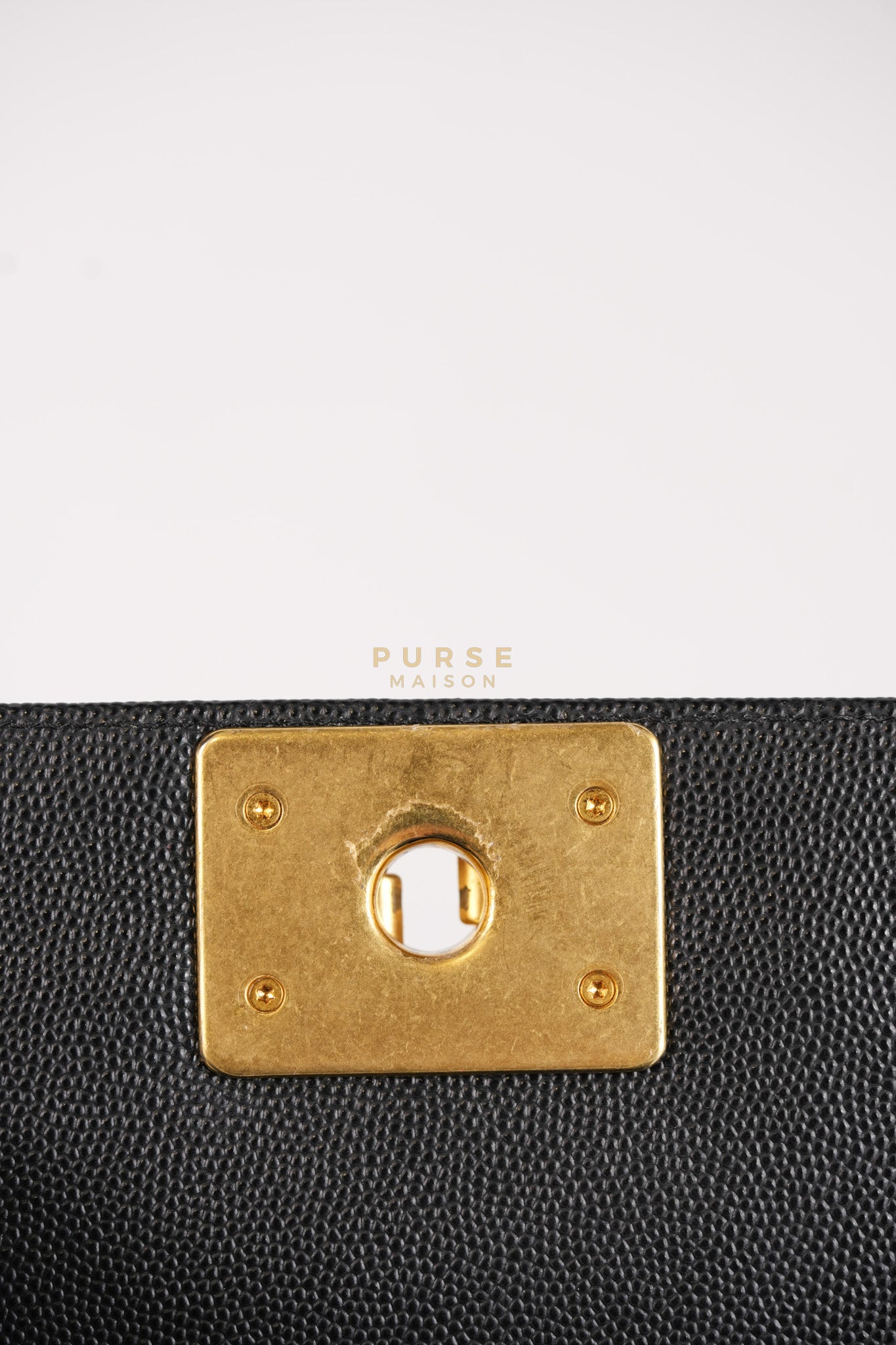 Boy Small in Black Caviar Leather & Gold Hardware Microchip | Purse Maison Luxury Bags Shop