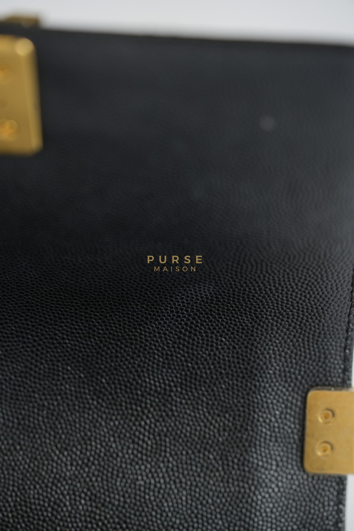 Boy Small in Black Caviar Leather & Gold Hardware Microchip | Purse Maison Luxury Bags Shop