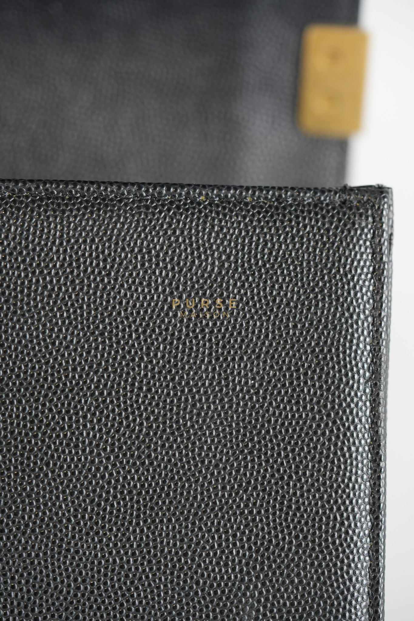 Boy Small in Black Caviar Leather & Gold Hardware Microchip | Purse Maison Luxury Bags Shop