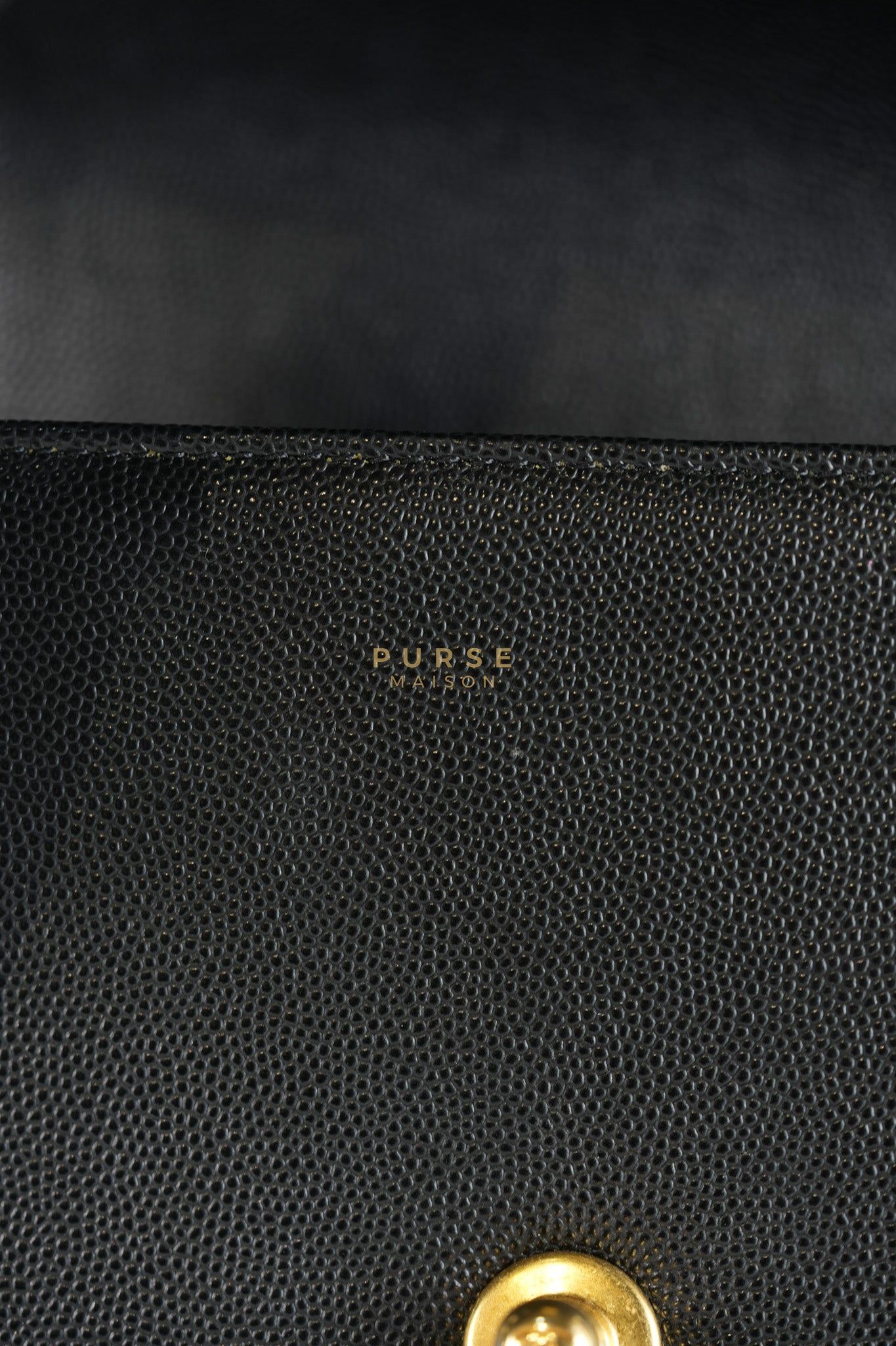 Boy Small in Black Caviar Leather & Gold Hardware Microchip | Purse Maison Luxury Bags Shop
