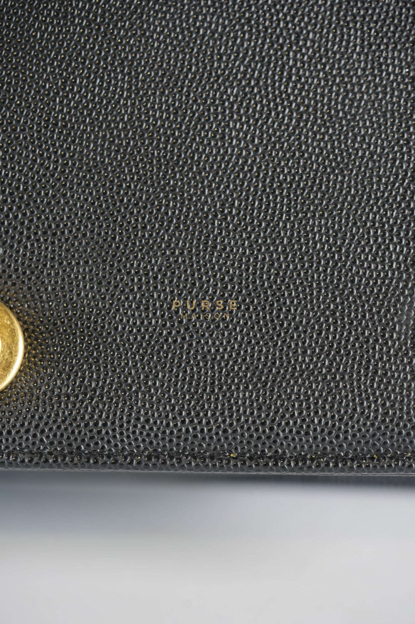 Boy Small in Black Caviar Leather & Gold Hardware Microchip | Purse Maison Luxury Bags Shop