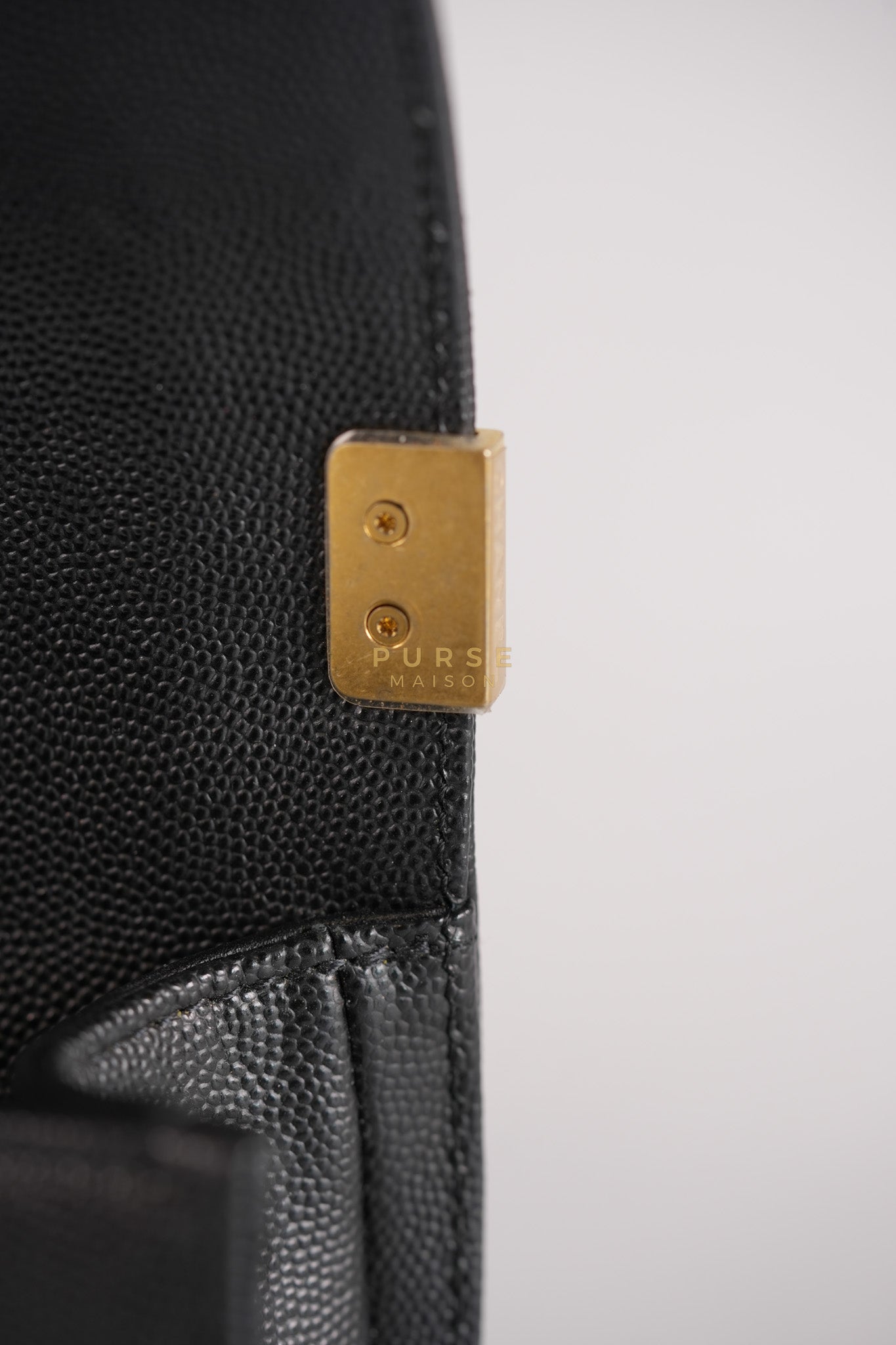 Boy Small in Black Caviar Leather & Gold Hardware Microchip | Purse Maison Luxury Bags Shop