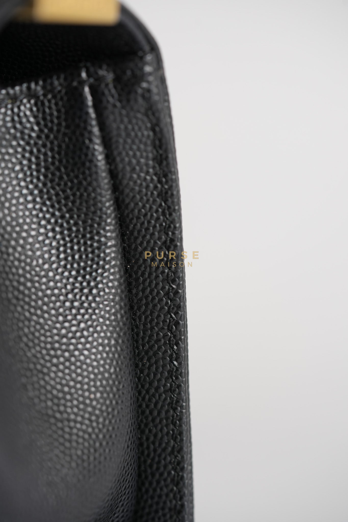 Boy Small in Black Caviar Leather & Gold Hardware Microchip | Purse Maison Luxury Bags Shop