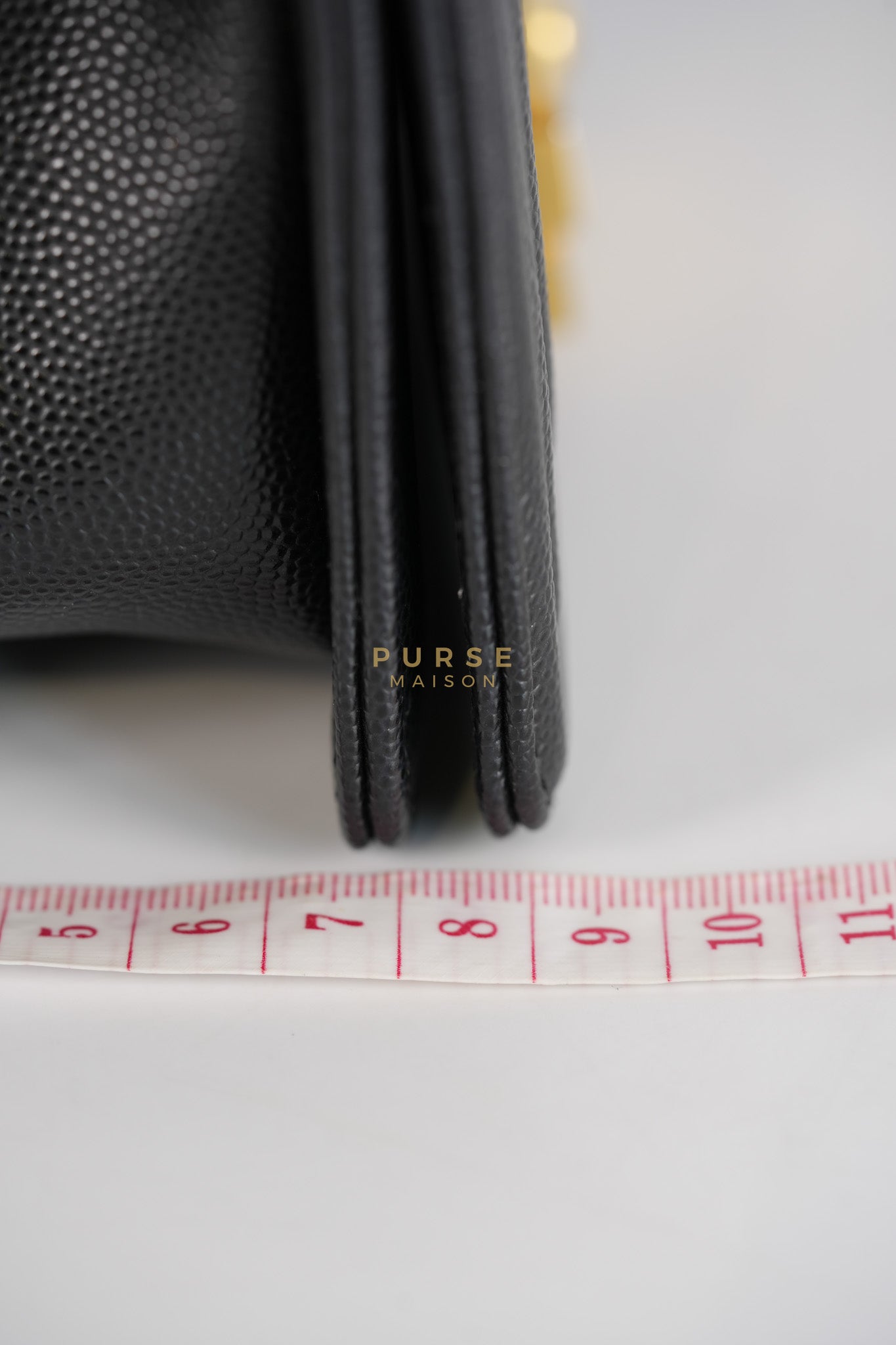 Boy Small in Black Caviar Leather & Gold Hardware Microchip | Purse Maison Luxury Bags Shop