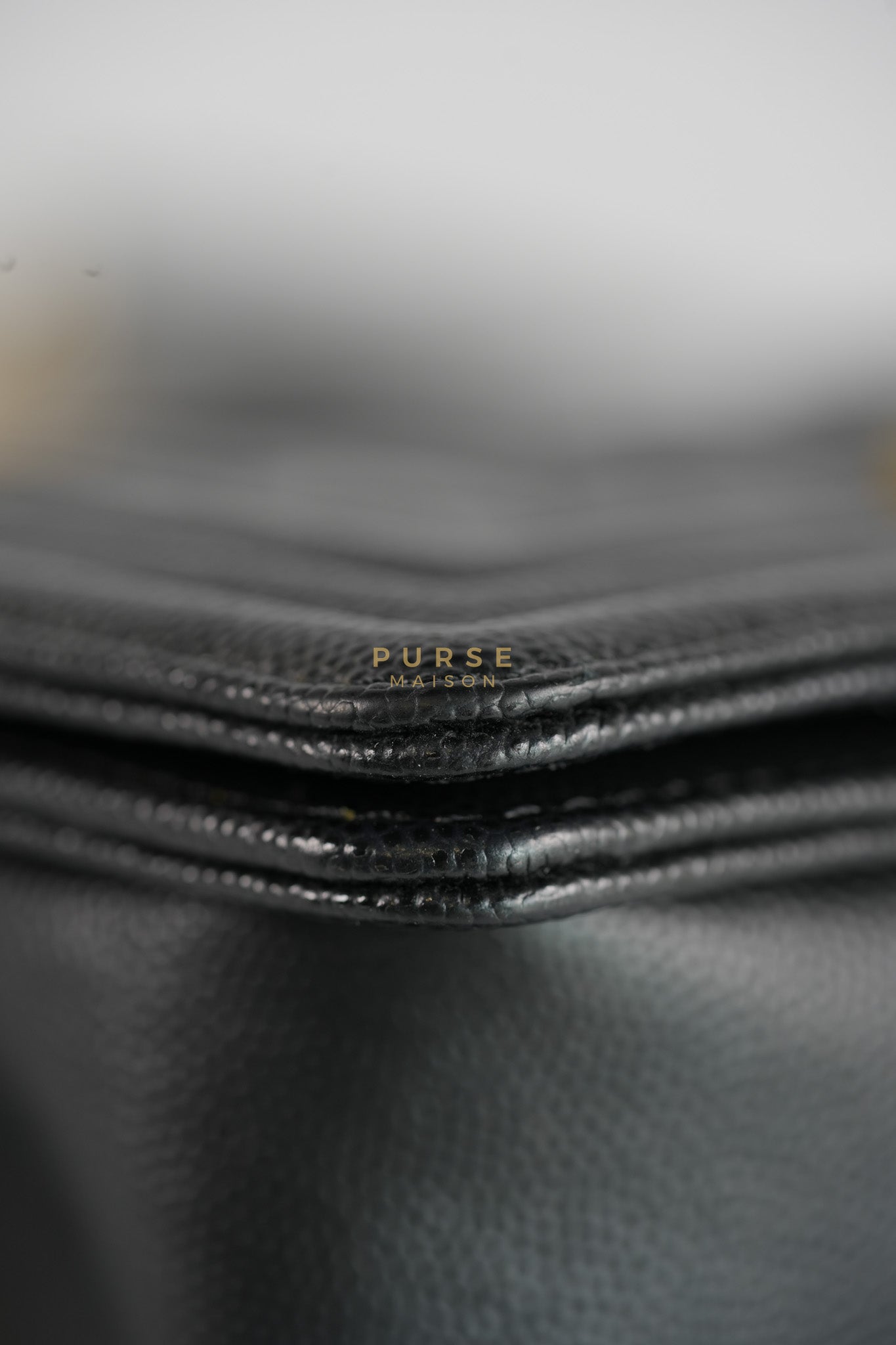 Boy Small in Black Caviar Leather & Gold Hardware Microchip | Purse Maison Luxury Bags Shop