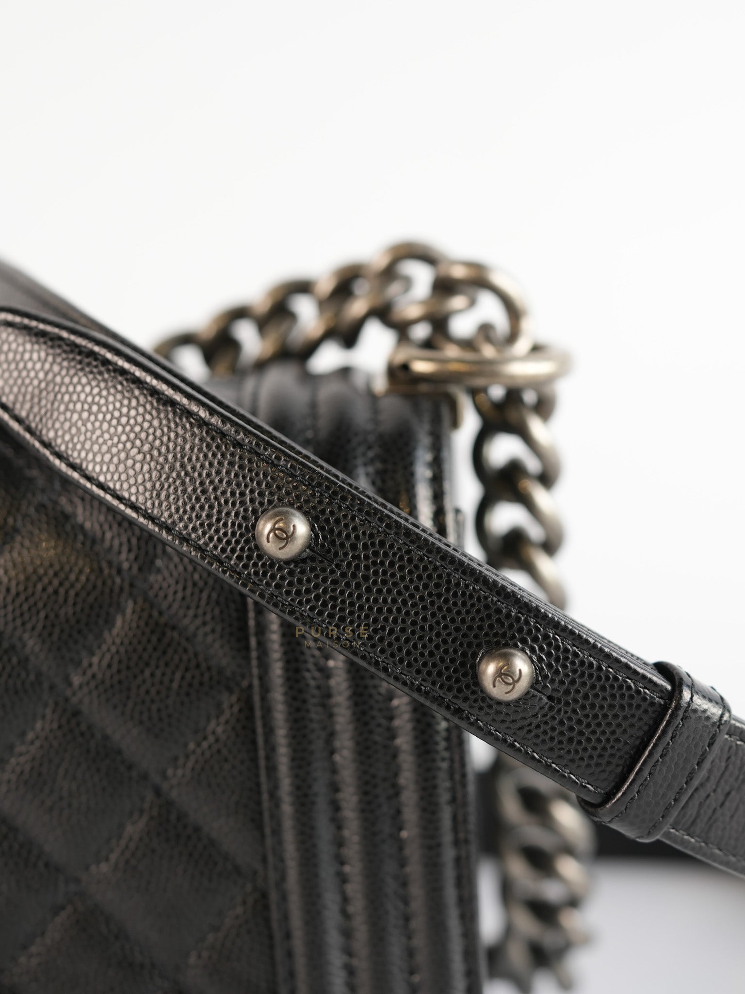 Boy Small in Black Caviar Leather Ruthenium Hardware(Series 29) | Purse Maison Luxury Bags Shop