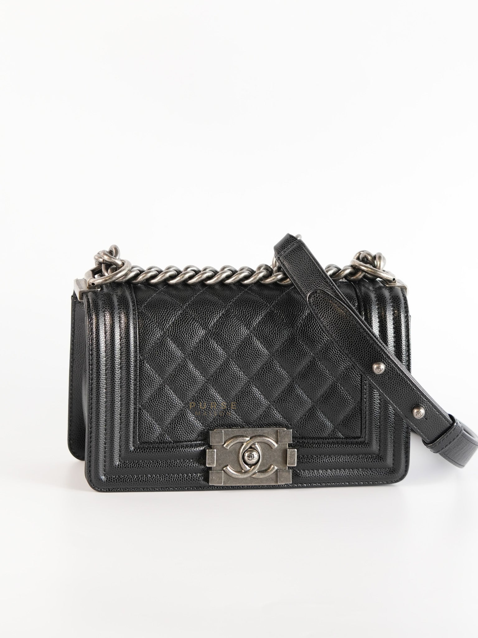 Boy Small in Black Caviar Leather Ruthenium Hardware(Series 29) | Purse Maison Luxury Bags Shop