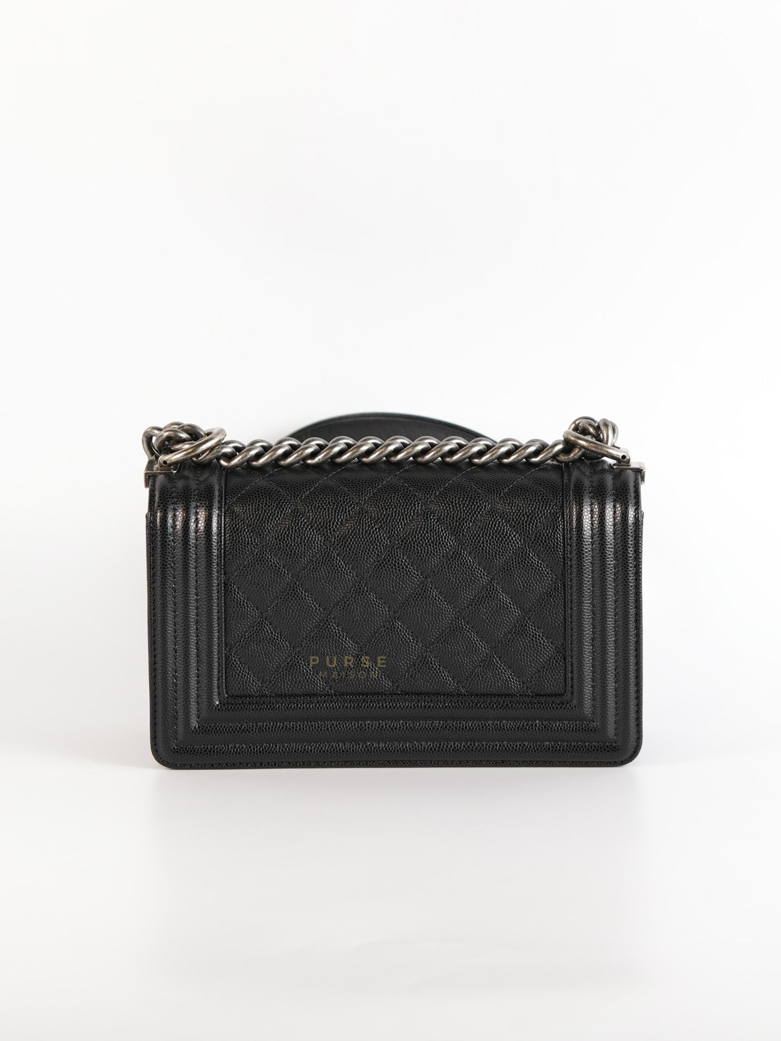 Boy Small in Black Caviar Leather Ruthenium Hardware(Series 29) | Purse Maison Luxury Bags Shop