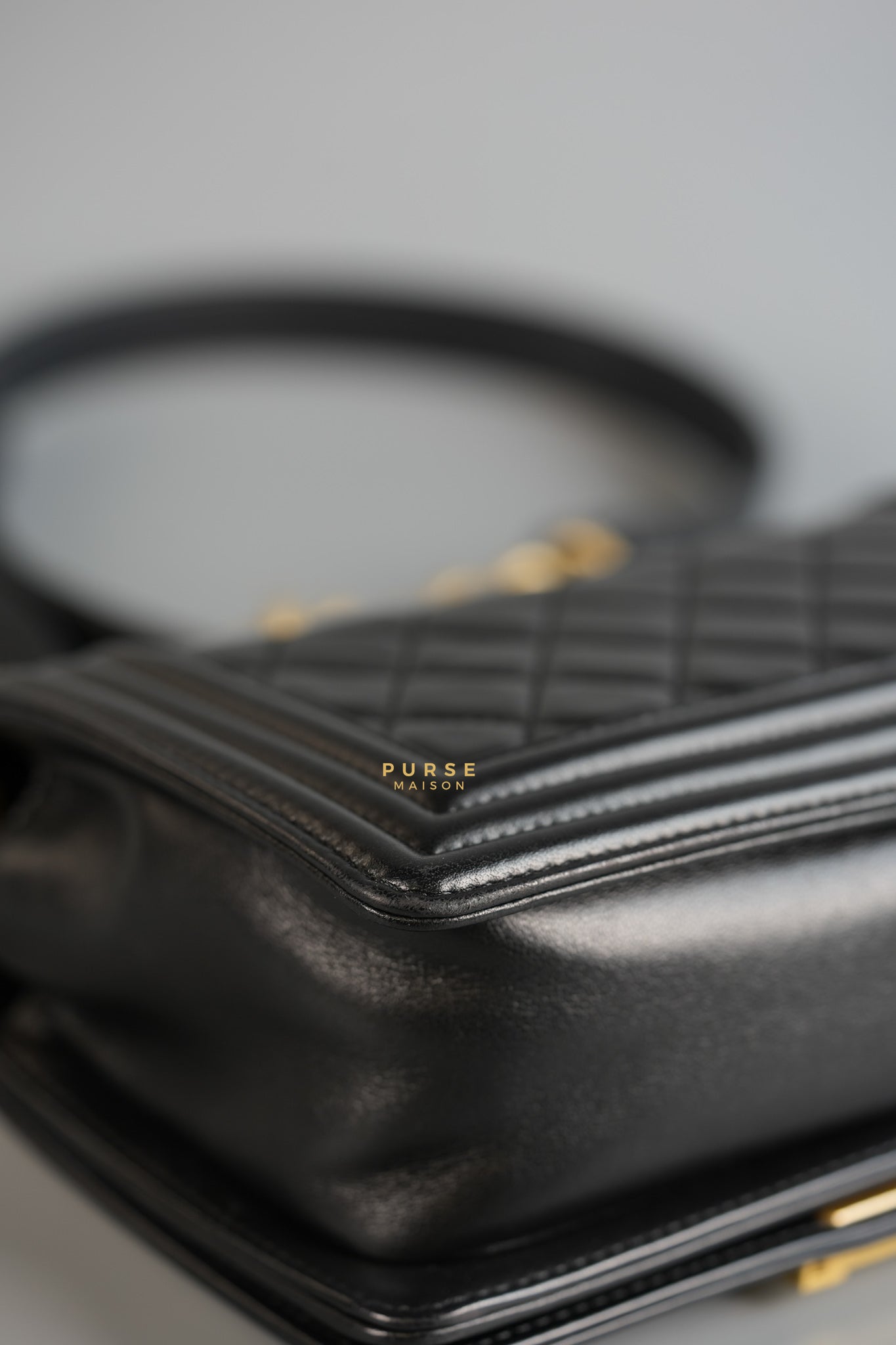 Boy Small in Black Lambskin Leather and Aged Gold Hardware Series 24 | Purse Maison Luxury Bags Shop