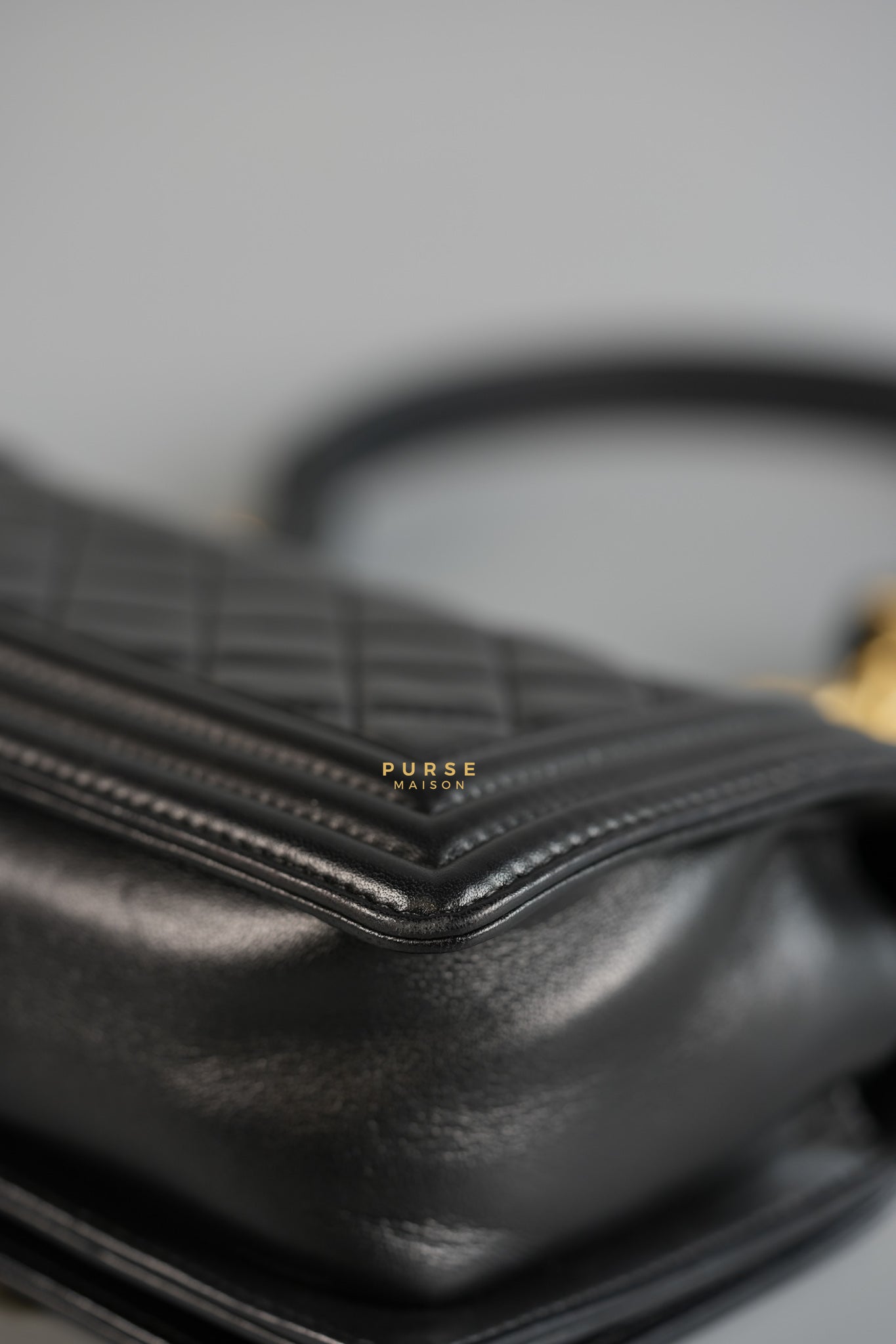 Boy Small in Black Lambskin Leather and Aged Gold Hardware Series 24 | Purse Maison Luxury Bags Shop