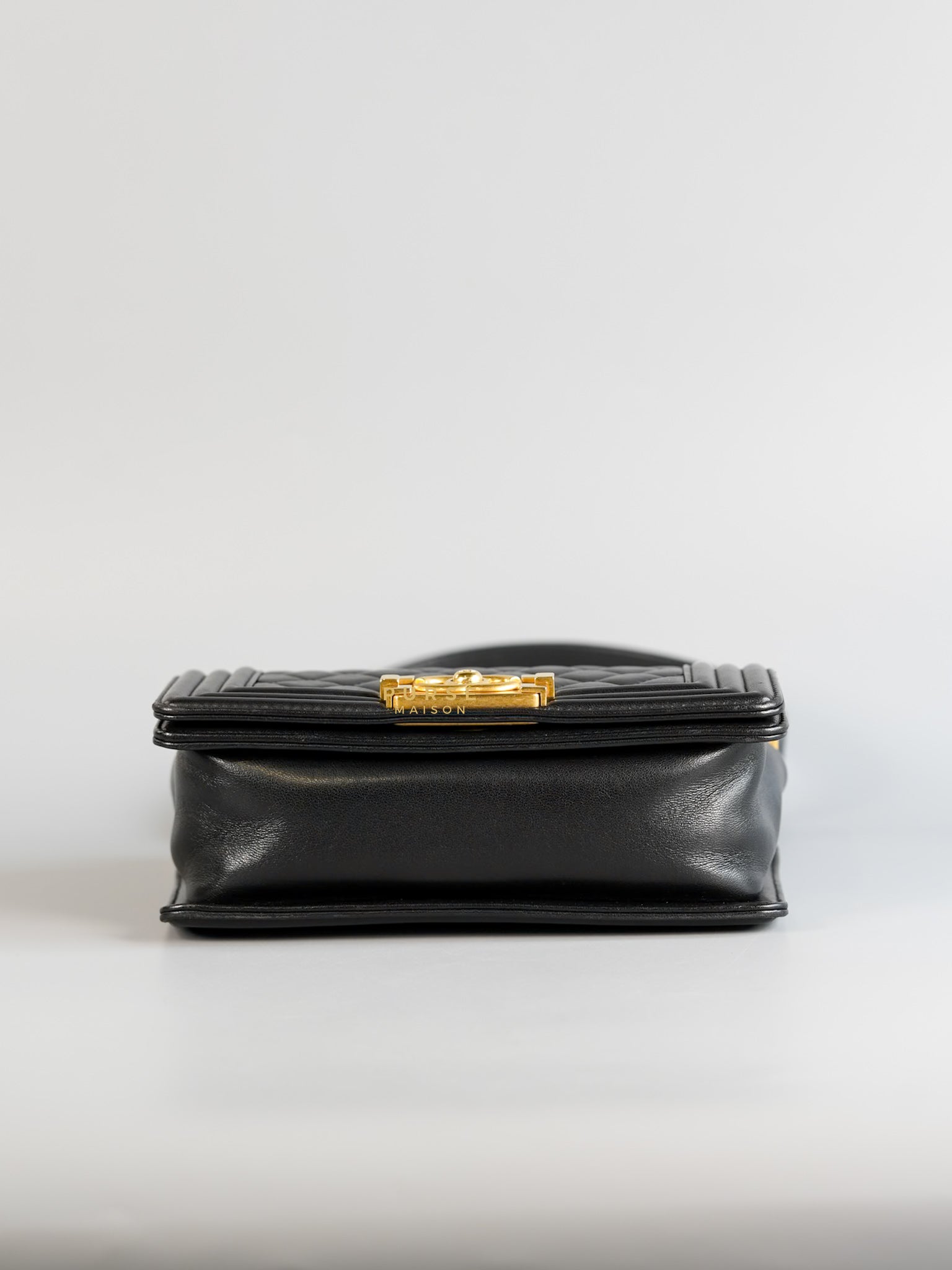 Boy Small in Black Lambskin Leather and Aged Gold Hardware Series 24 | Purse Maison Luxury Bags Shop