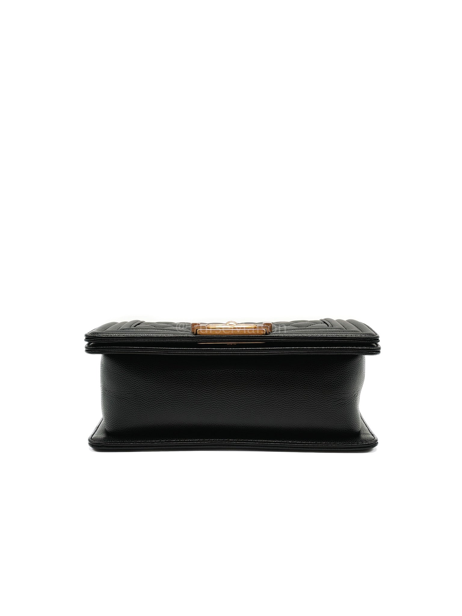 Boy Small in Black Quilted Caviar Leather and Aged Gold Hardware Series 29 | Purse Maison Luxury Bags Shop