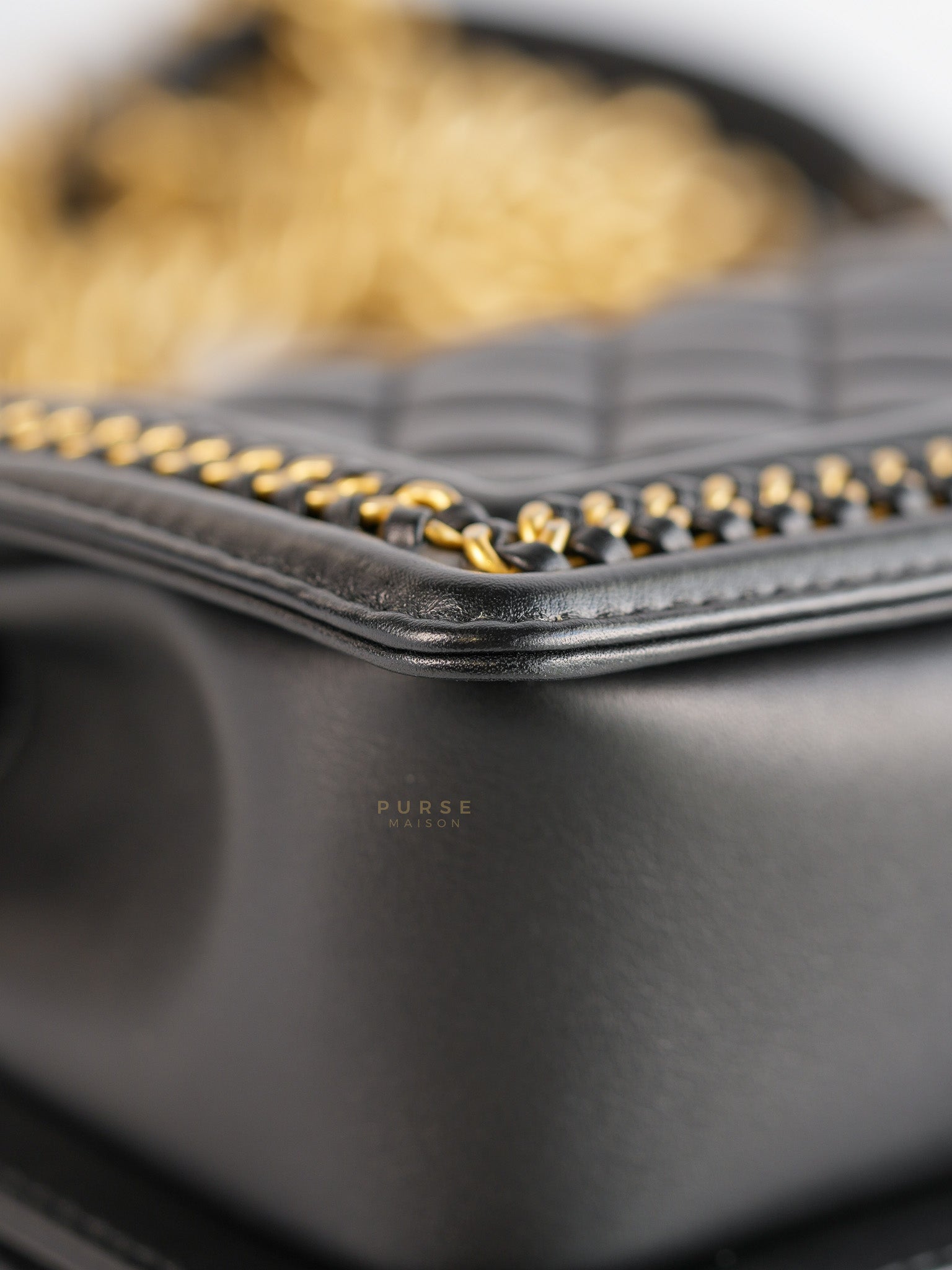 Boy Top Handle Small in Black Lambskin Leather Aged Gold Hardware(Series 26) | Purse Maison Luxury Bags Shop