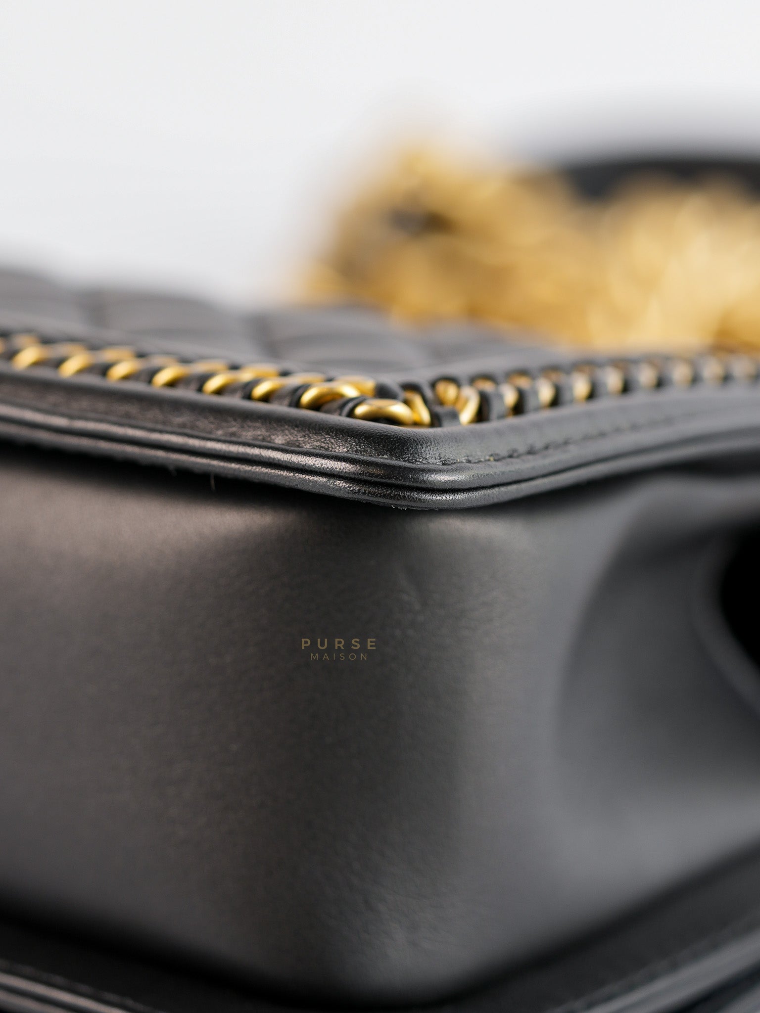 Boy Top Handle Small in Black Lambskin Leather Aged Gold Hardware(Series 26) | Purse Maison Luxury Bags Shop
