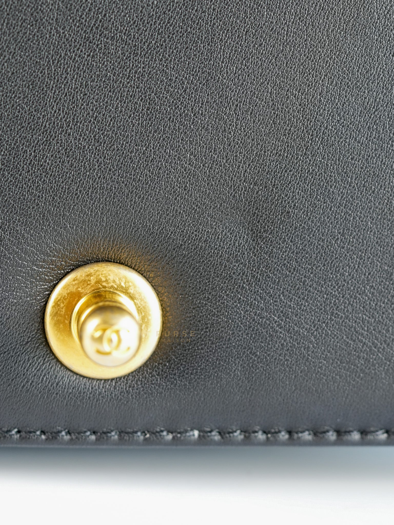Boy Top Handle Small in Black Lambskin Leather Aged Gold Hardware(Series 26) | Purse Maison Luxury Bags Shop