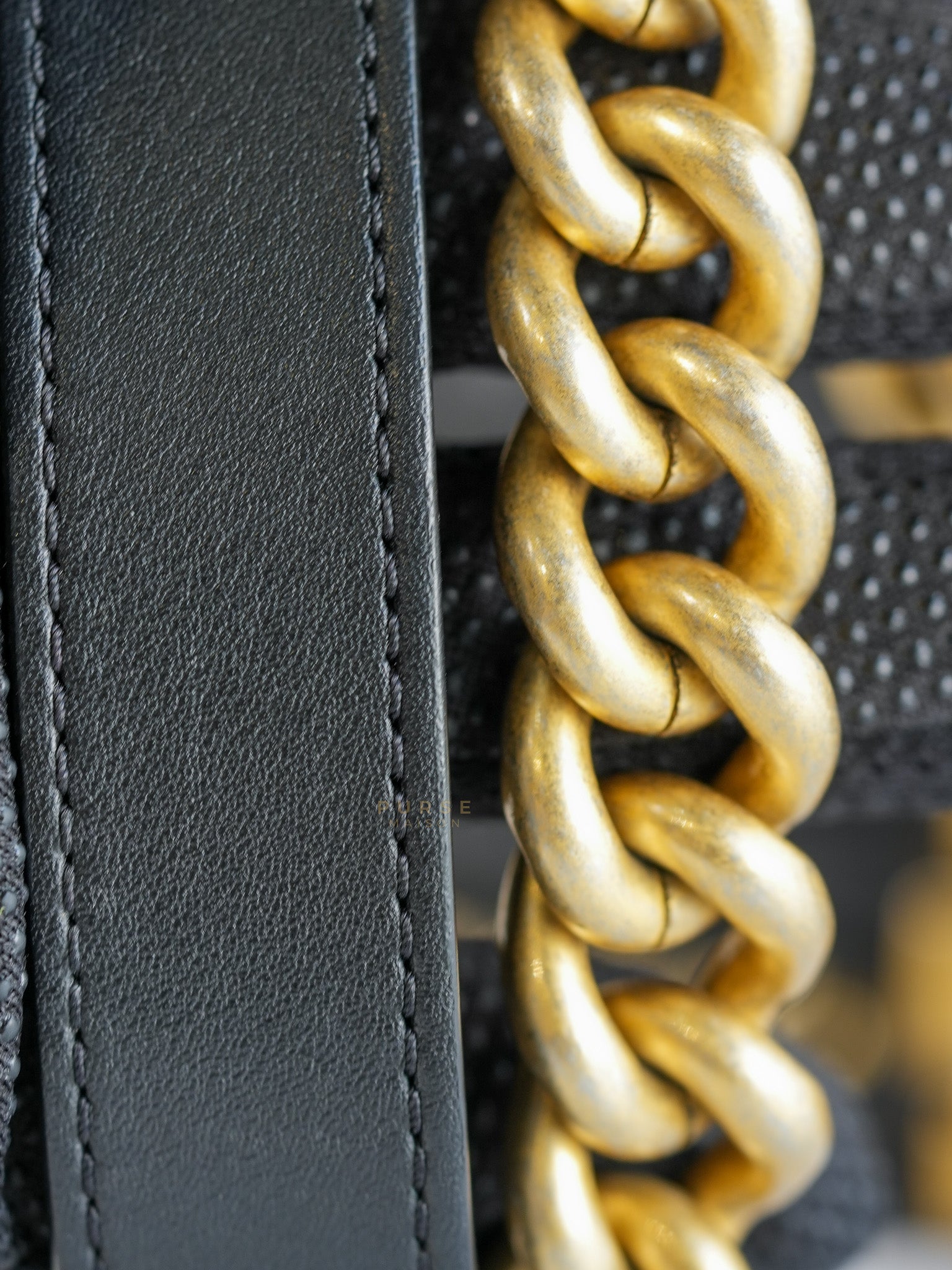 Boy Top Handle Small in Black Lambskin Leather Aged Gold Hardware(Series 26) | Purse Maison Luxury Bags Shop