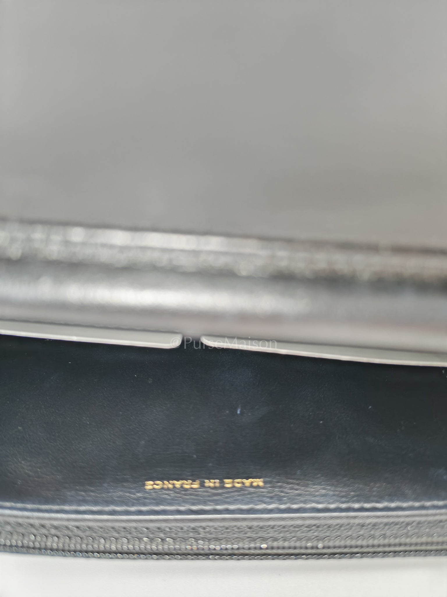 Boy Wallet On Chain Black Caviar Leather in Aged Gold Hardware(Series 30) | Purse Maison Luxury Bags Shop