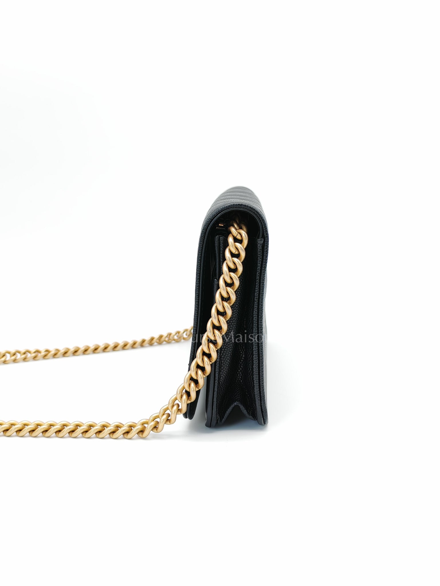Boy Wallet On Chain Black Caviar Leather in Aged Gold Hardware(Series 30) | Purse Maison Luxury Bags Shop