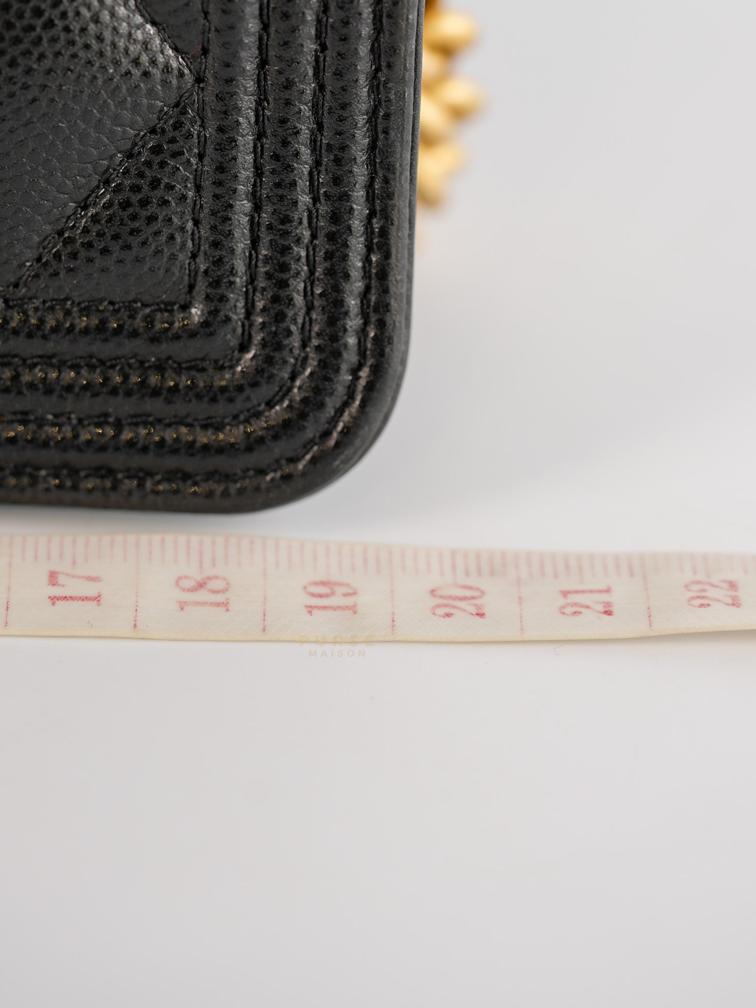 Boy Wallet On Chain in Black Caviar Leather Gold Hardware(Microchip) | Purse Maison Luxury Bags Shop