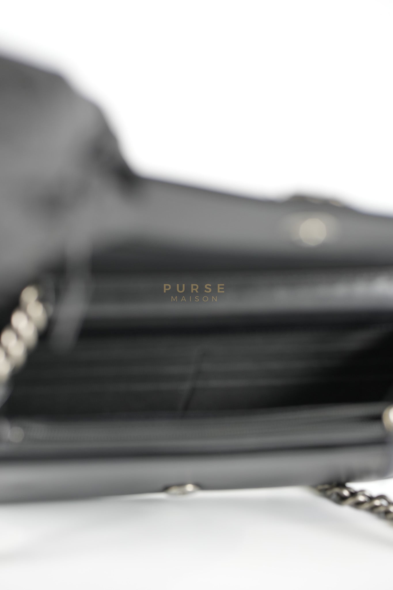 Boy Wallet on Chain in Black Caviar Leather Ruthenium Hardware (Microchip) | Purse Maison Luxury Bags Shop
