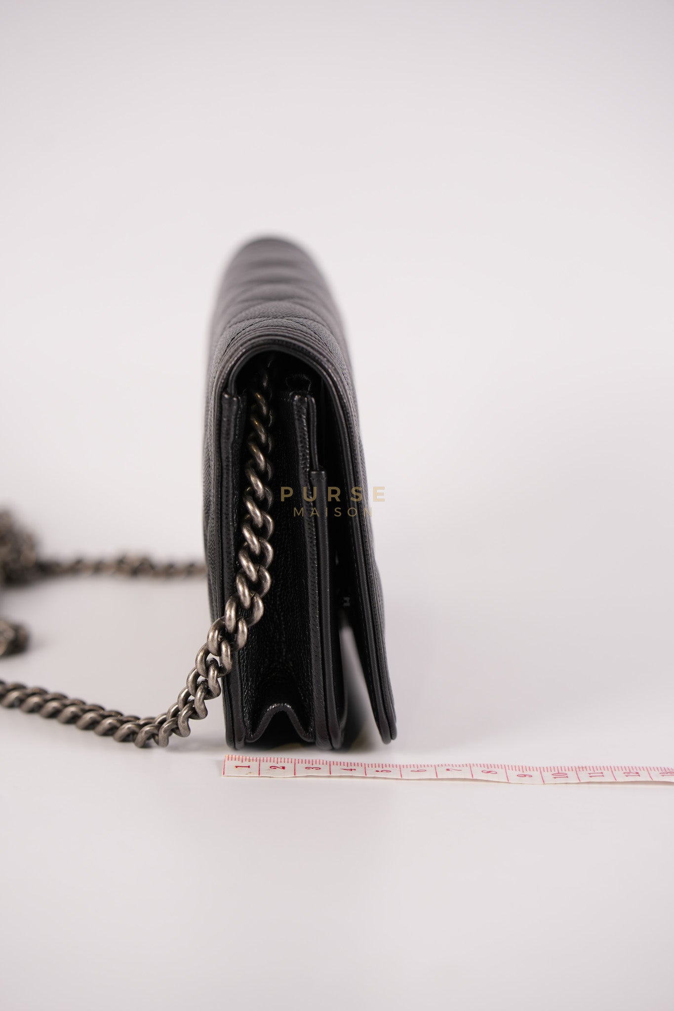 Boy Wallet on Chain in Black Caviar Leather Ruthenium Hardware (Microchip) | Purse Maison Luxury Bags Shop
