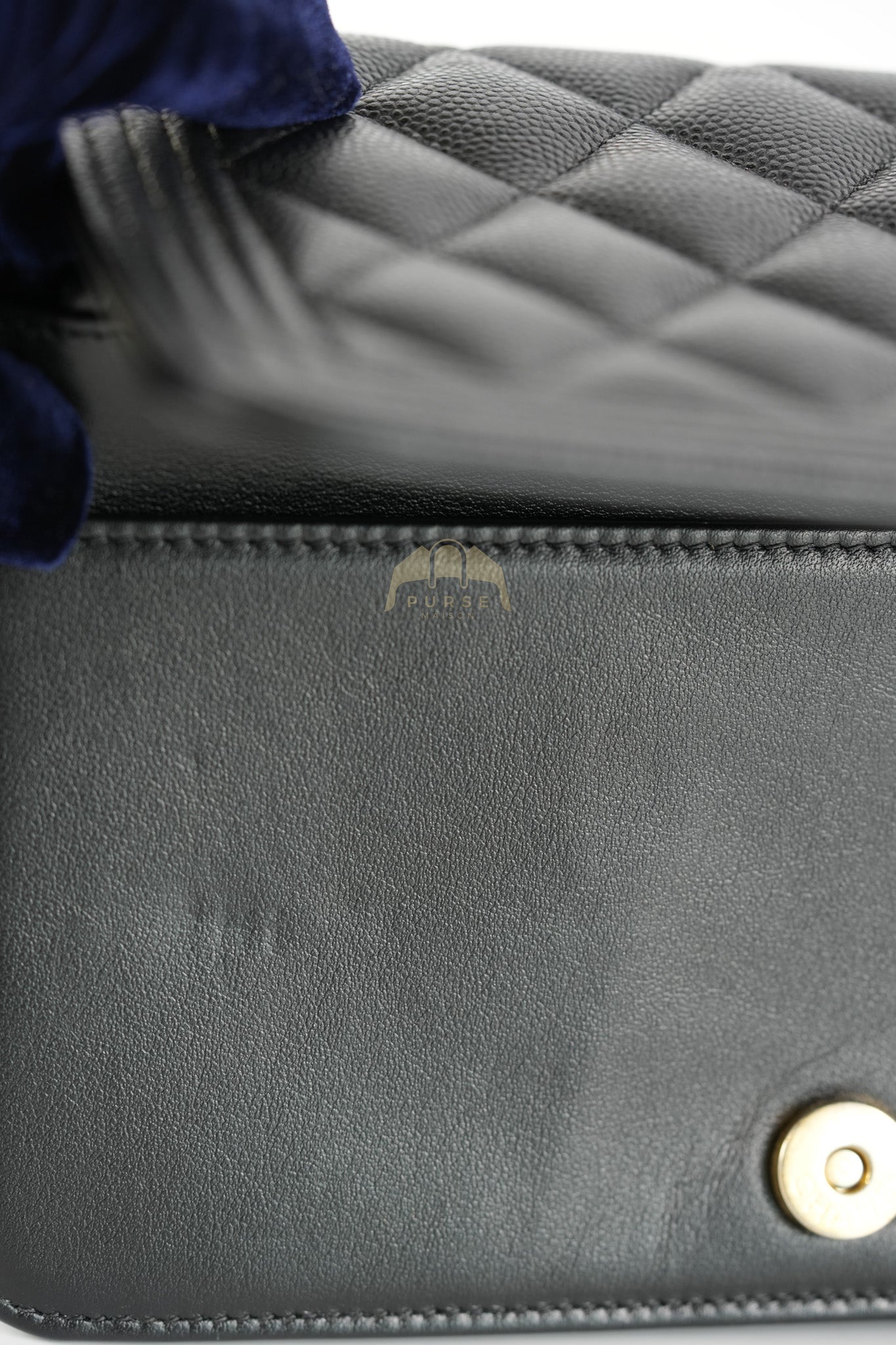 Boy Wallet on Chain in Black Quilted Caviar Leather & Gold Hardware Series 30 | Purse Maison Luxury Bags Shop