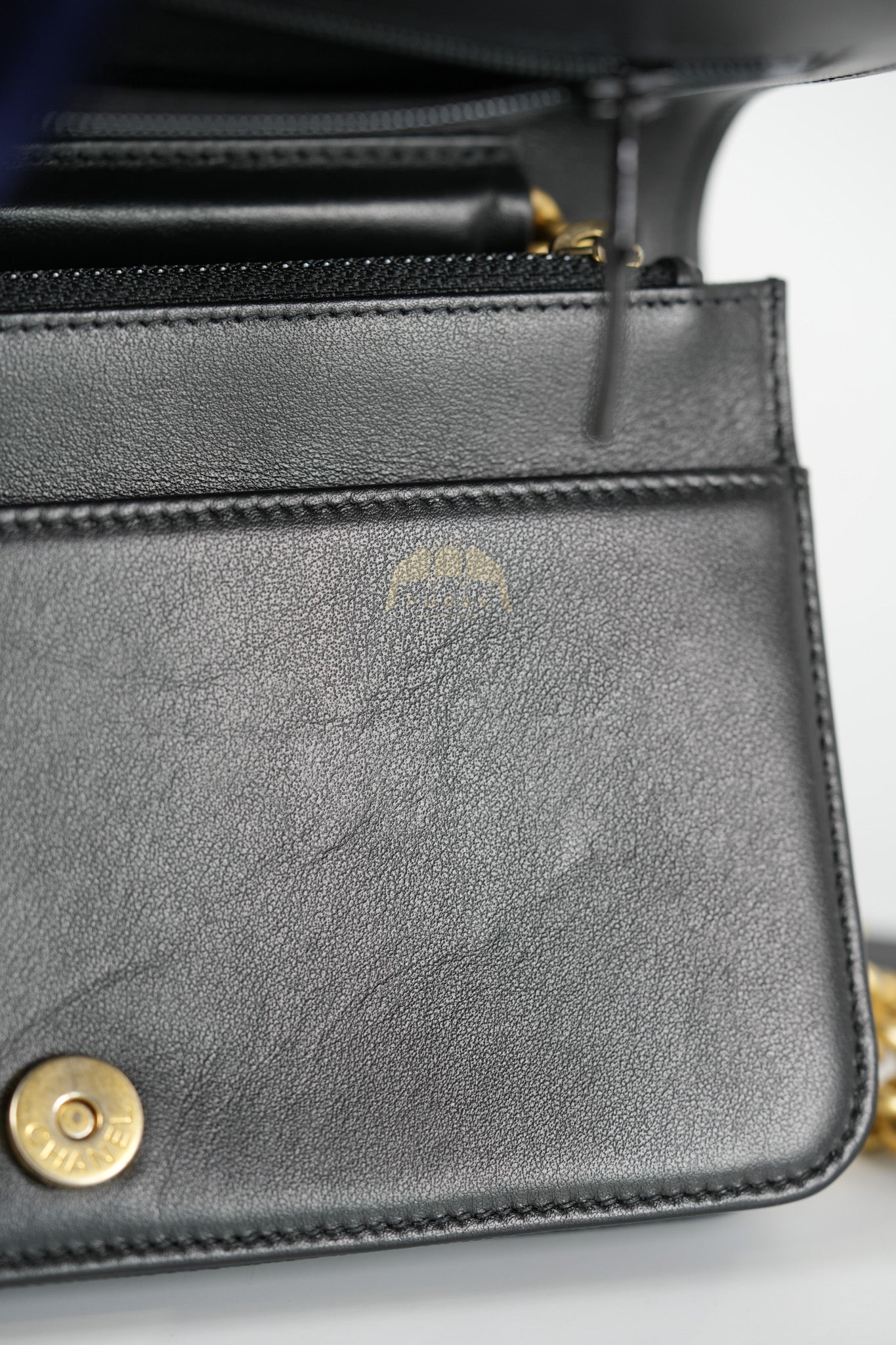 Boy Wallet on Chain in Black Quilted Caviar Leather & Gold Hardware Series 30 | Purse Maison Luxury Bags Shop