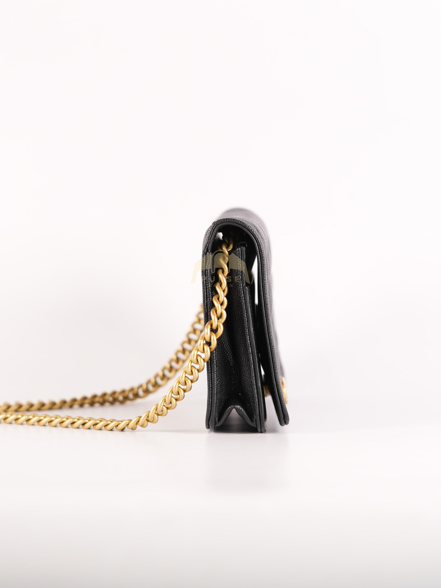 Boy Wallet on Chain in Black Quilted Caviar Leather & Gold Hardware Series 30 | Purse Maison Luxury Bags Shop