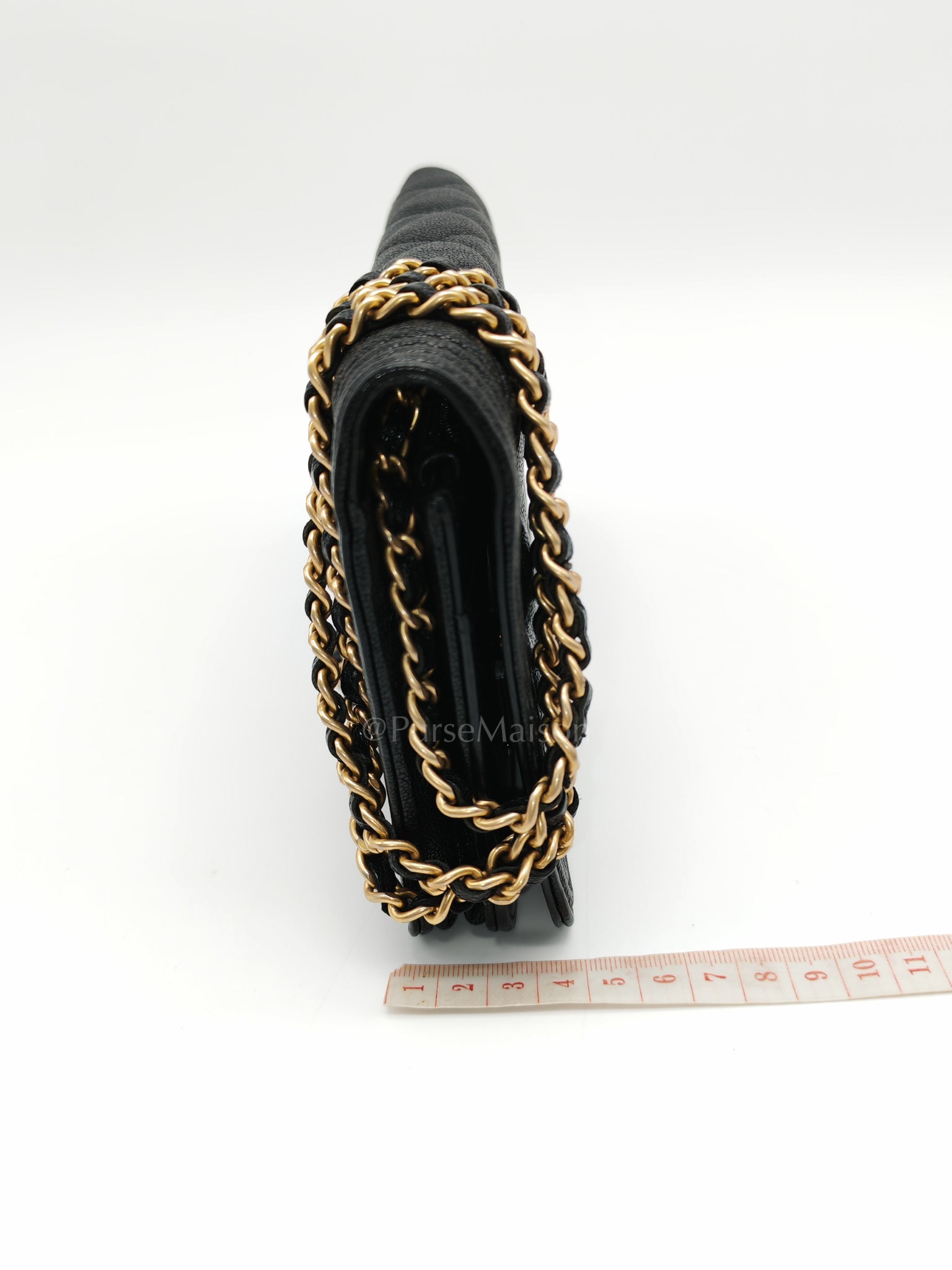 Boy Wallet On Chain (WOC) in Black Caviar Leather and Aged Gold Hardware Series 26 | Purse Maison Luxury Bags Shop