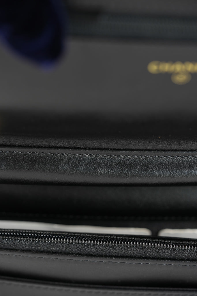 Boy Wallet On Chain (WOC) in Black Quilted Caviar Leather and Aged Gold Hardware Series 29 | Purse Maison Luxury Bags Shop