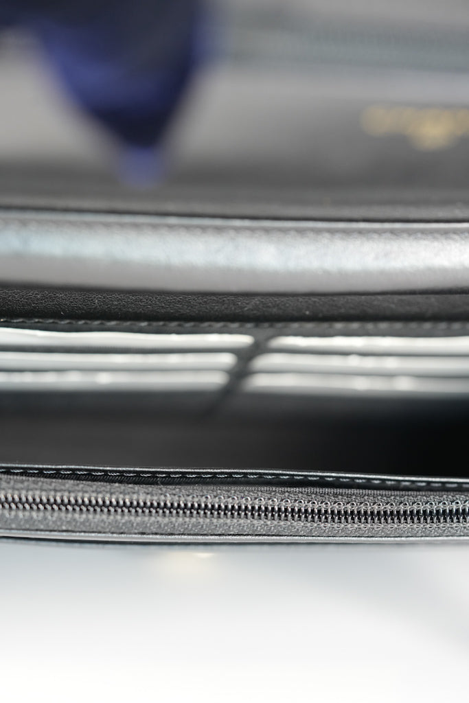 Boy Wallet On Chain (WOC) in Black Quilted Caviar Leather and Aged Gold Hardware Series 29 | Purse Maison Luxury Bags Shop