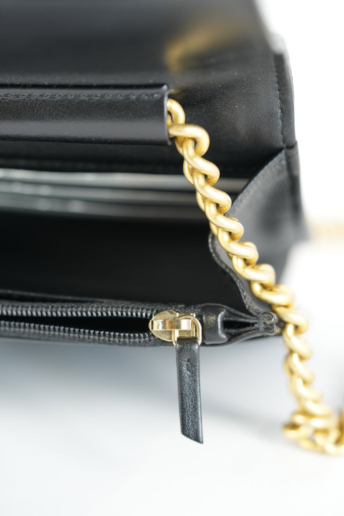 Boy Wallet On Chain (WOC) in Black Quilted Caviar Leather and Aged Gold Hardware Series 29 | Purse Maison Luxury Bags Shop