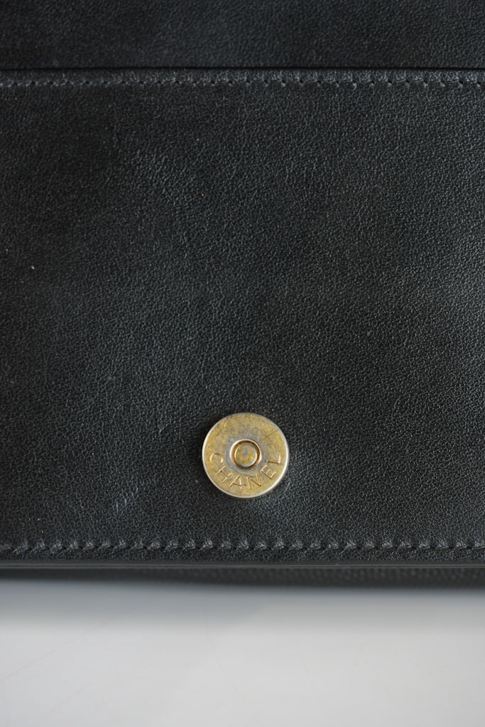 Boy Wallet On Chain (WOC) in Black Quilted Caviar Leather and Aged Gold Hardware Series 29 | Purse Maison Luxury Bags Shop