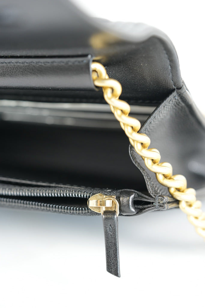 Boy Wallet On Chain (WOC) in Black Quilted Caviar Leather and Aged Gold Hardware Series 29 | Purse Maison Luxury Bags Shop