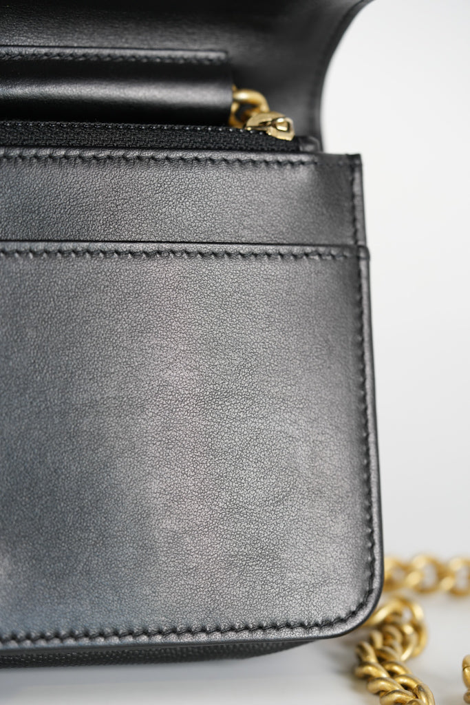 Boy Wallet On Chain (WOC) in Black Quilted Caviar Leather and Aged Gold Hardware Series 29 | Purse Maison Luxury Bags Shop