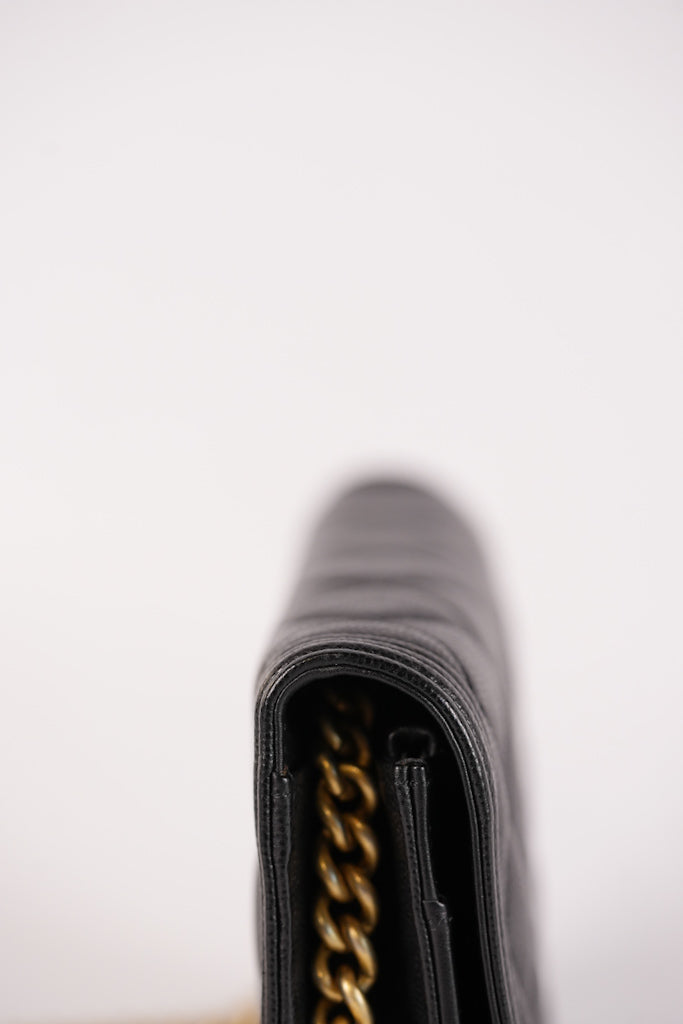 Boy Wallet On Chain (WOC) in Black Quilted Caviar Leather and Aged Gold Hardware Series 29 | Purse Maison Luxury Bags Shop