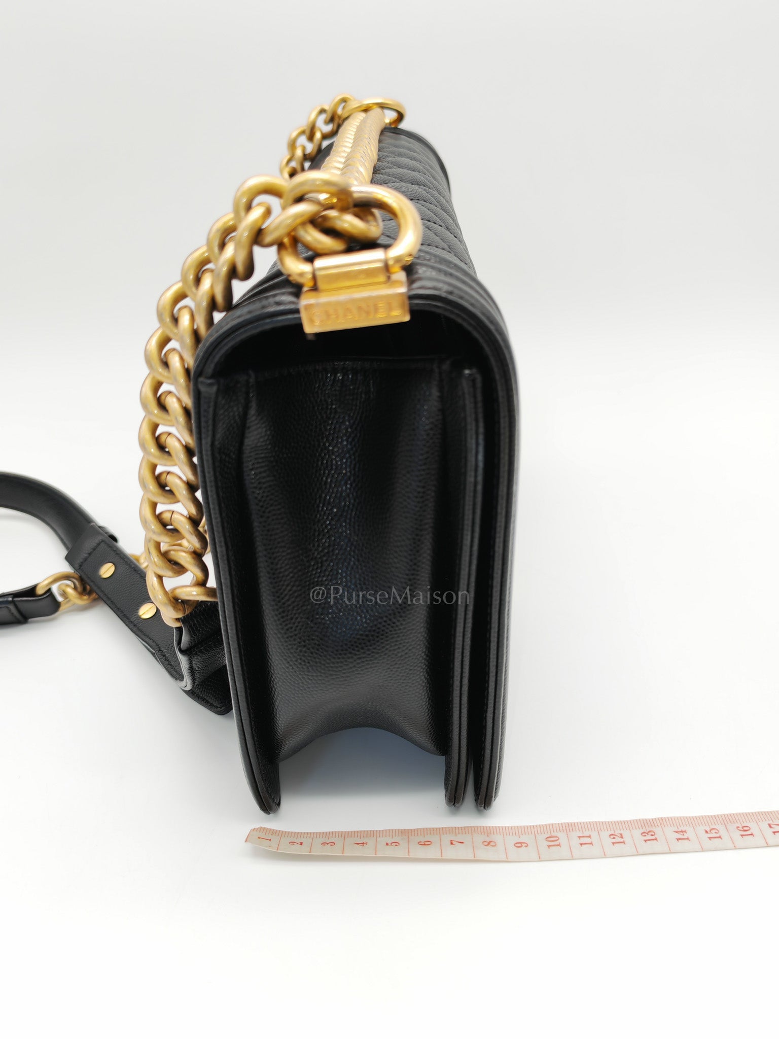 Le Boy New Medium in Black Quilted Caviar Leather & Aged Gold Hardware Series 28